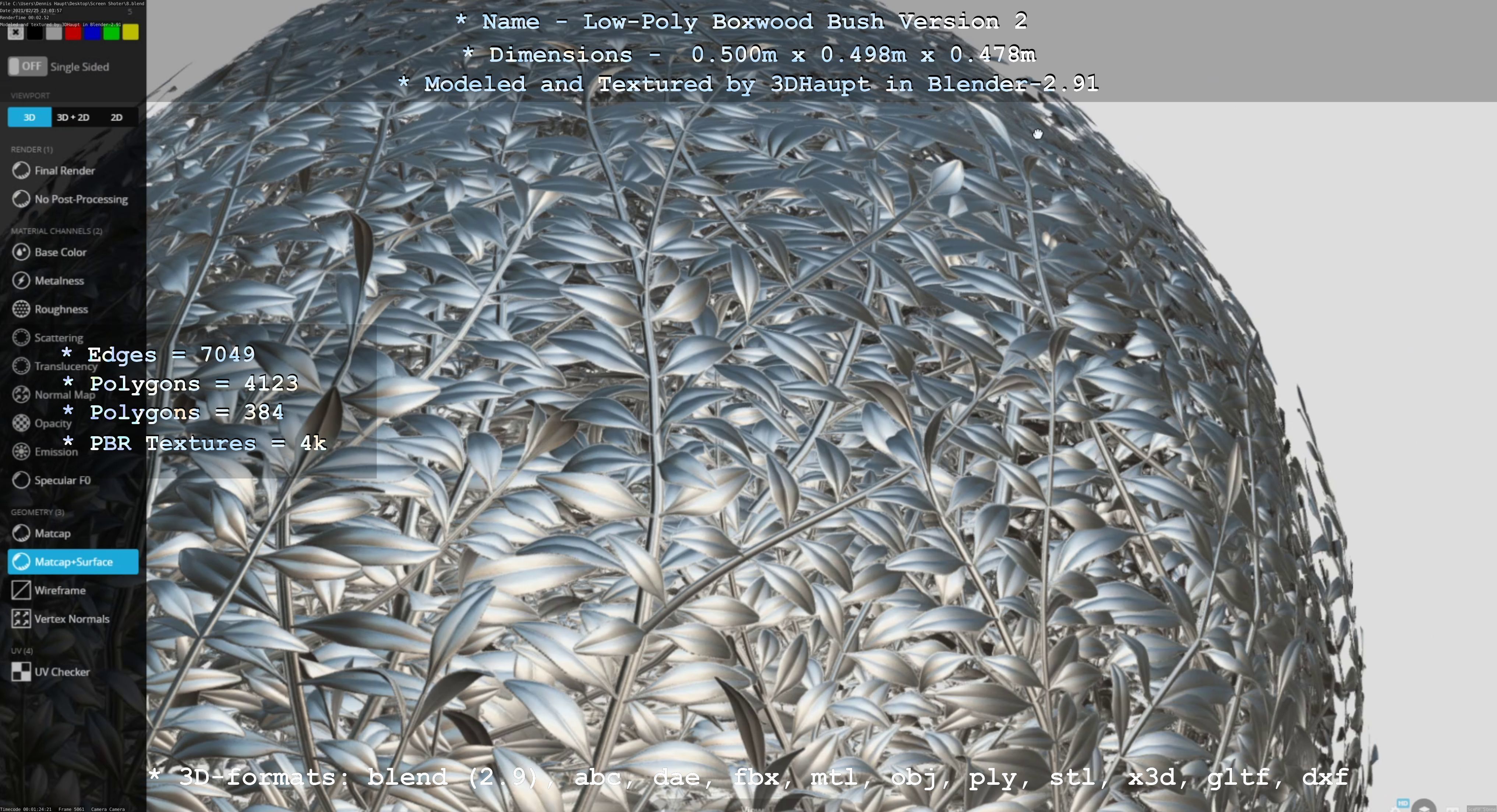 Low-Poly Boxwood Bush Version 2 Low-poly 3D model_54