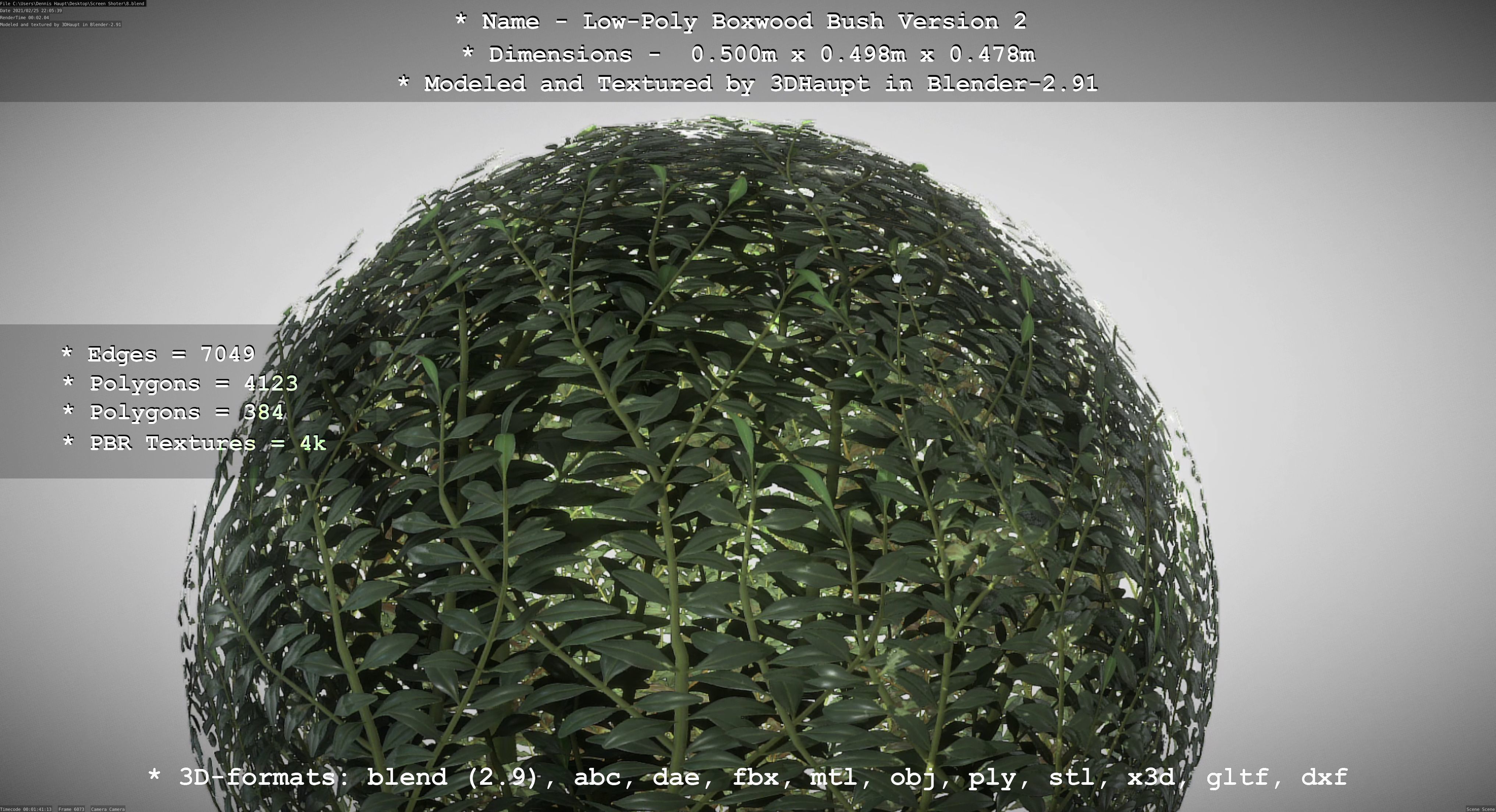 Low-Poly Boxwood Bush Version 2 Low-poly 3D model_52