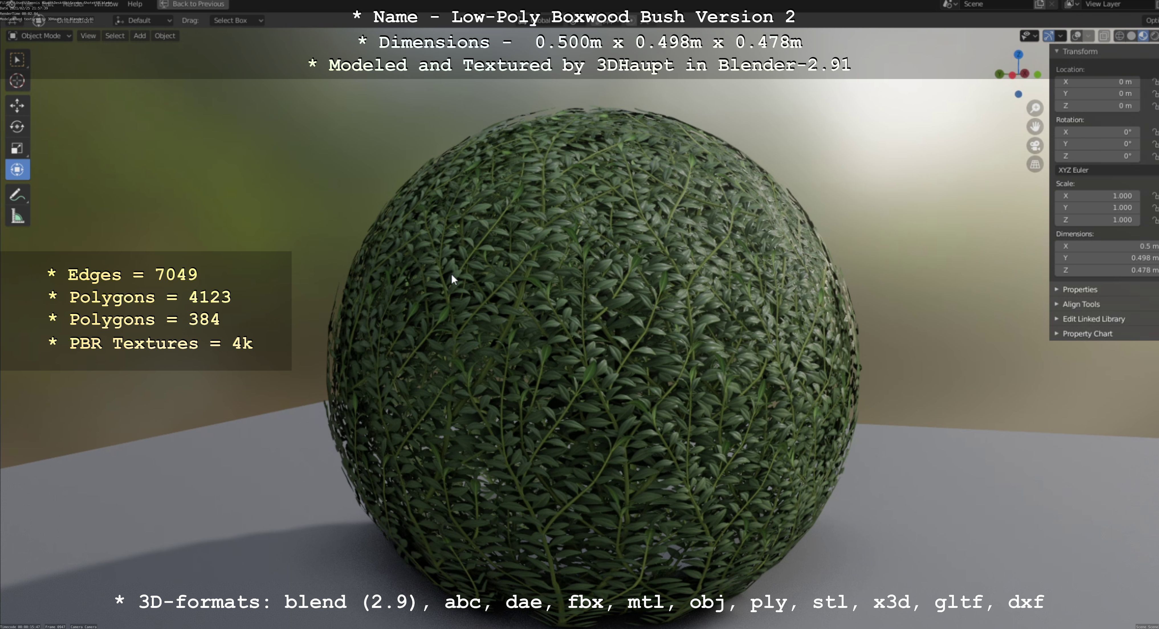 Low-Poly Boxwood Bush Version 2 Low-poly 3D model_28