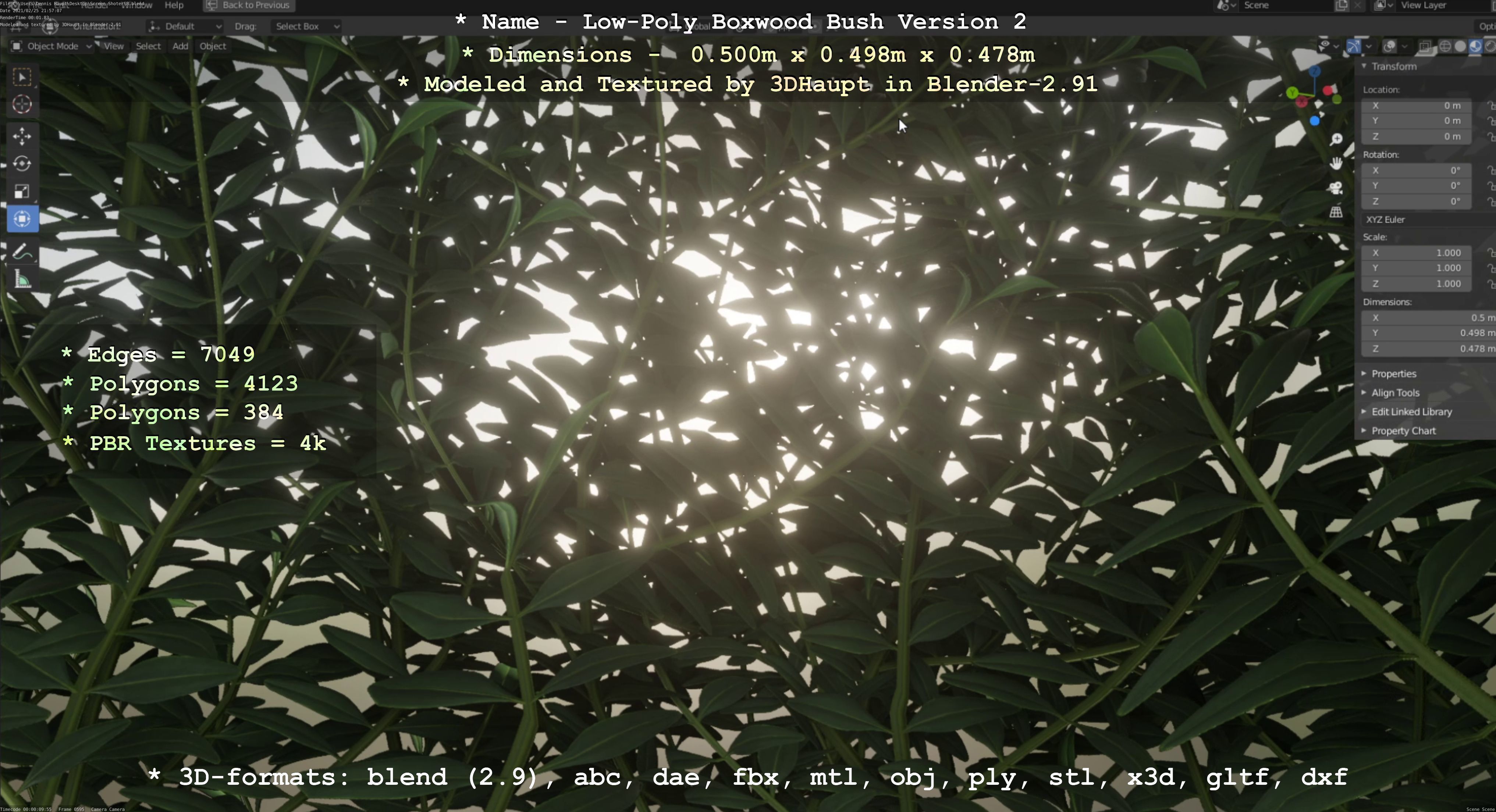 Low-Poly Boxwood Bush Version 2 Low-poly 3D model_72