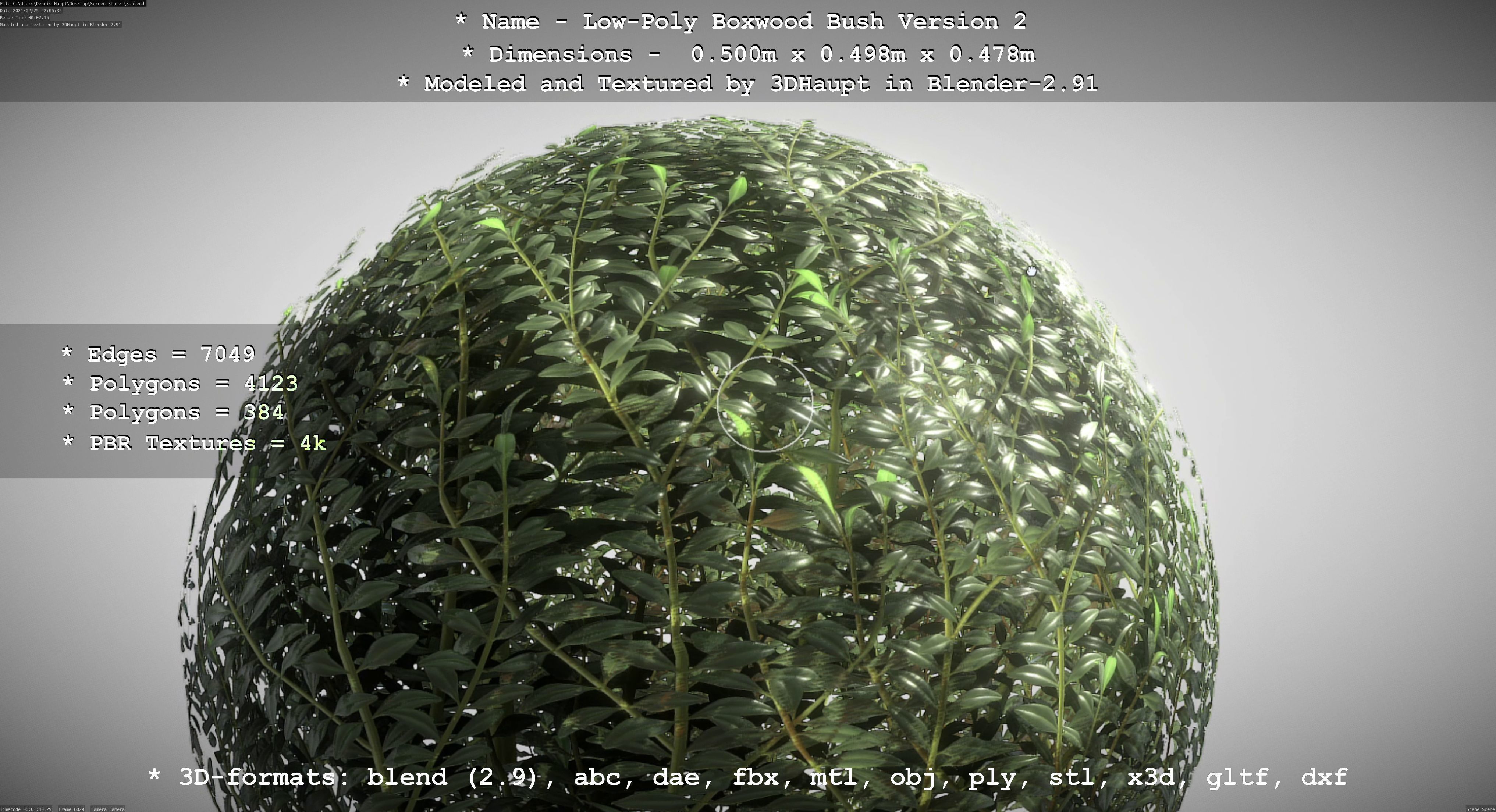 Low-Poly Boxwood Bush Version 2 Low-poly 3D model_51