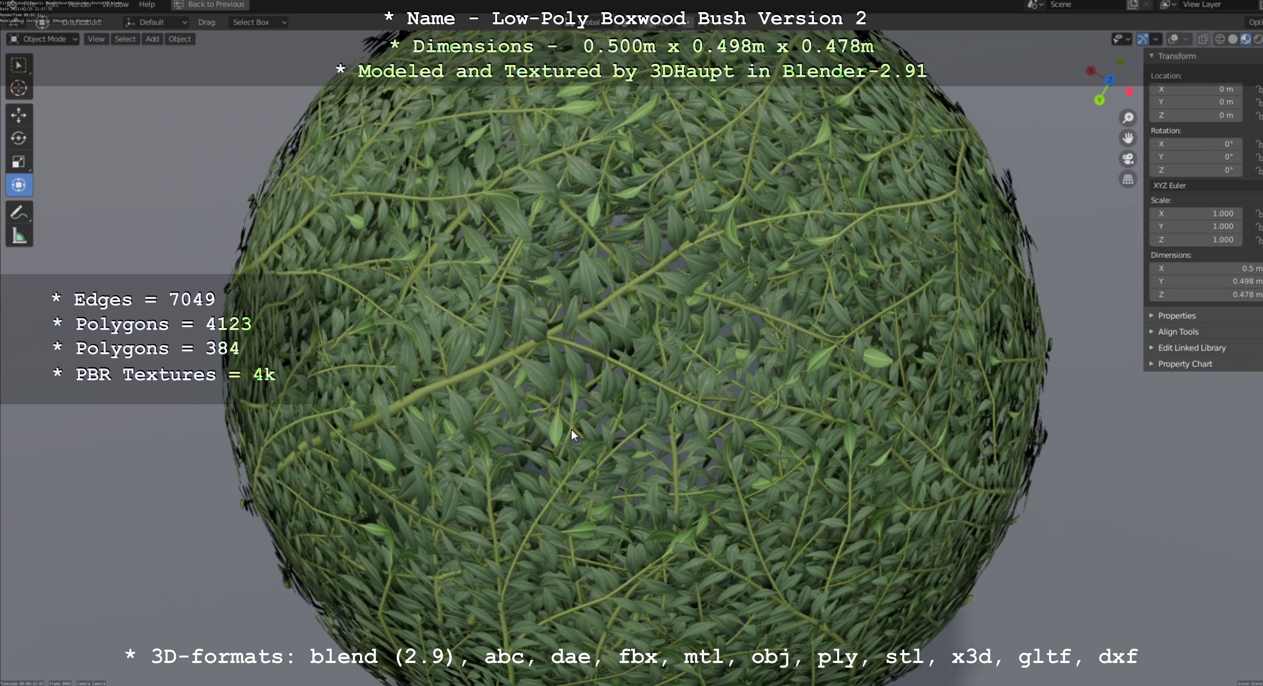 Low-Poly Boxwood Bush Version 2 Low-poly 3D model_80