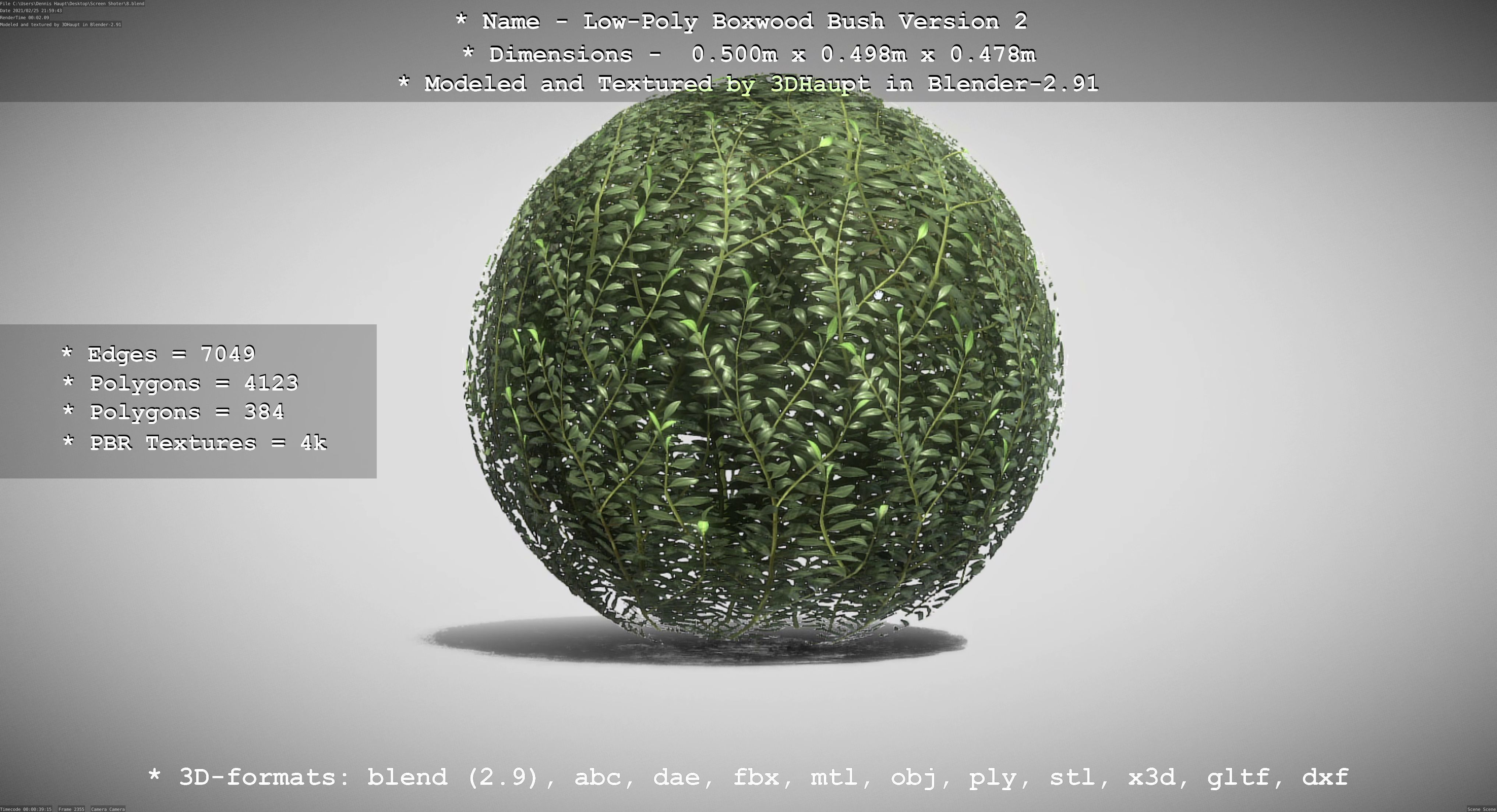 Low-Poly Boxwood Bush Version 2 Low-poly 3D model_11