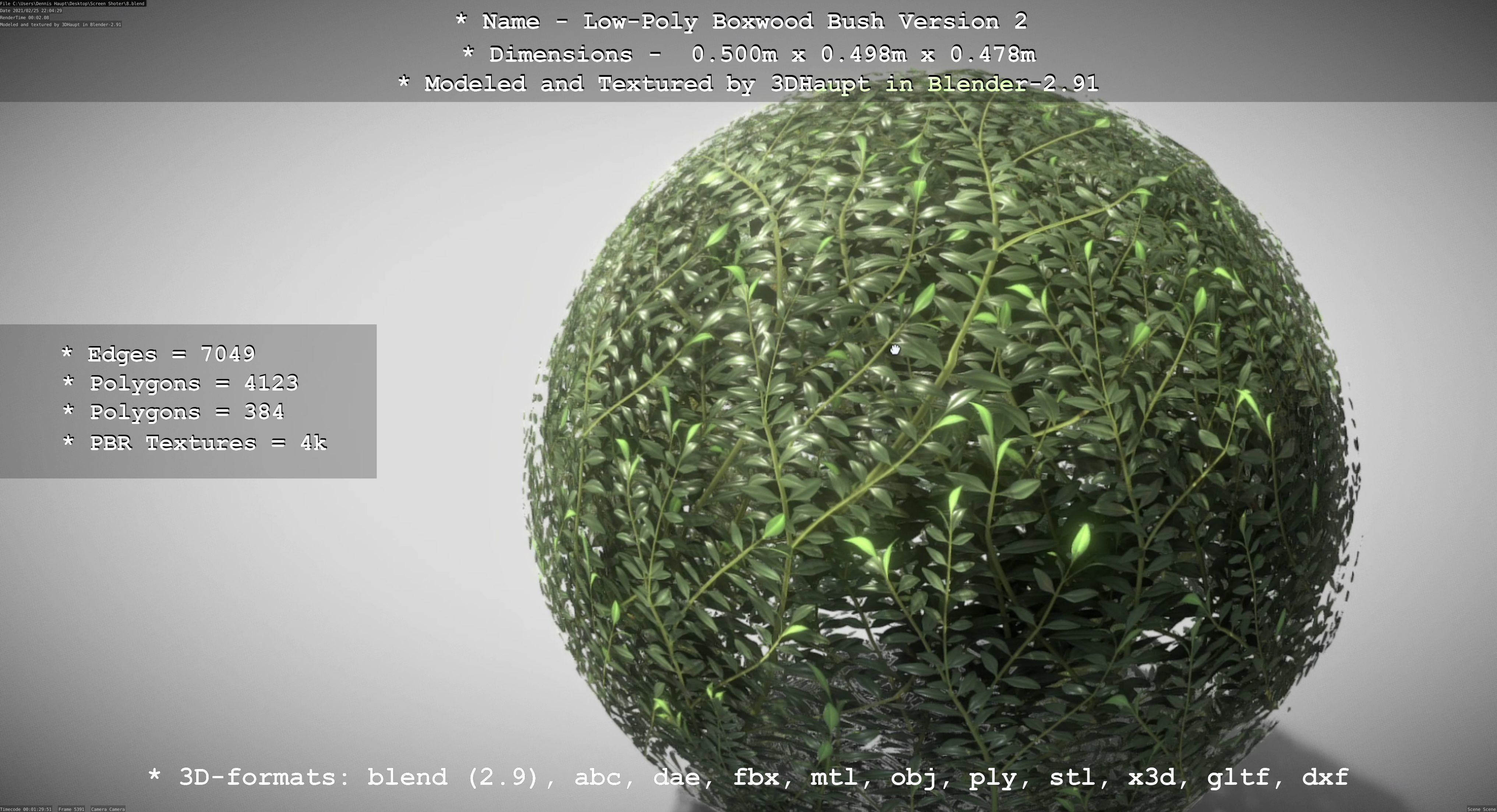 Low-Poly Boxwood Bush Version 2 Low-poly 3D model_35