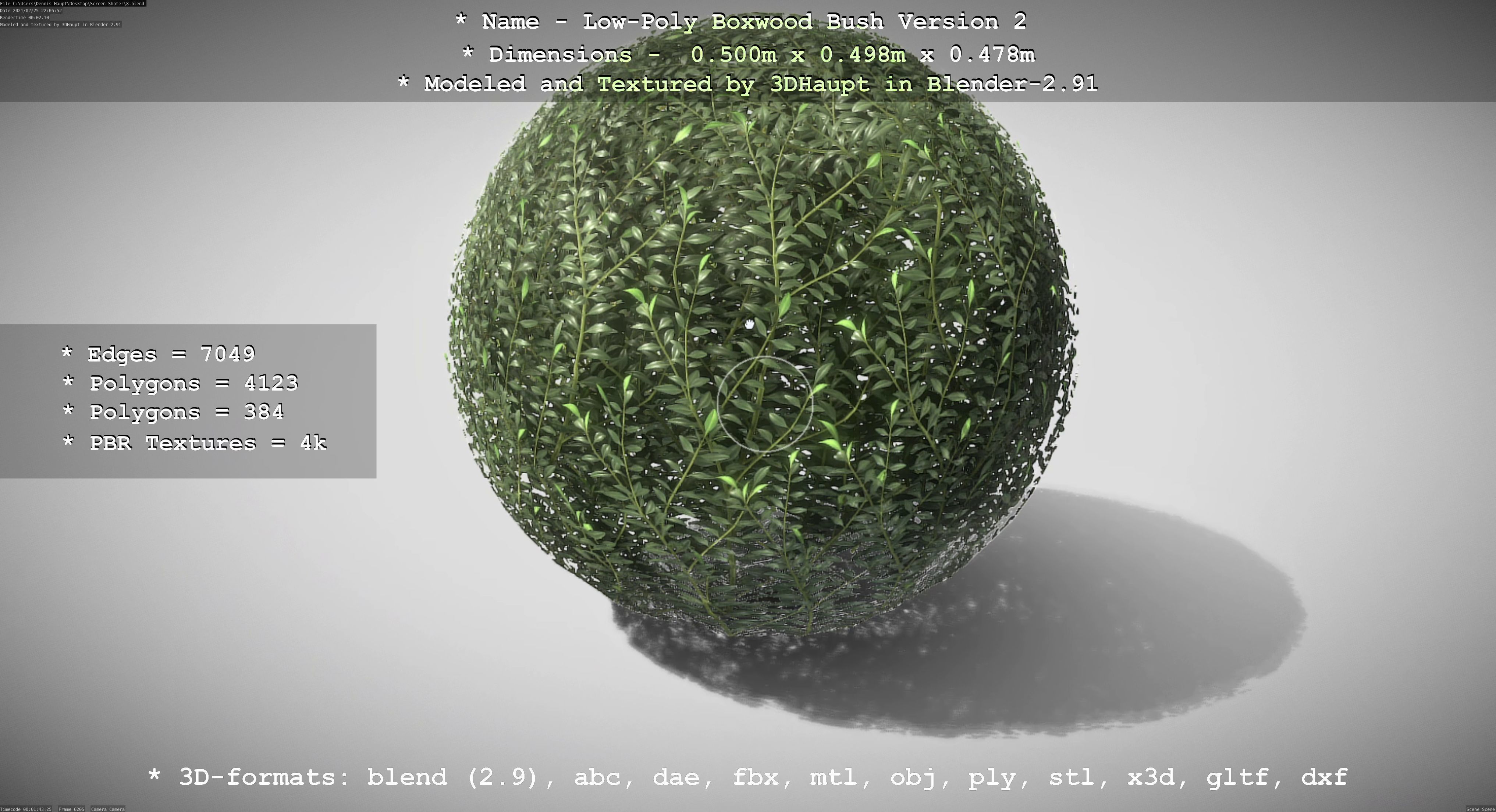 Low-Poly Boxwood Bush Version 2 Low-poly 3D model_56