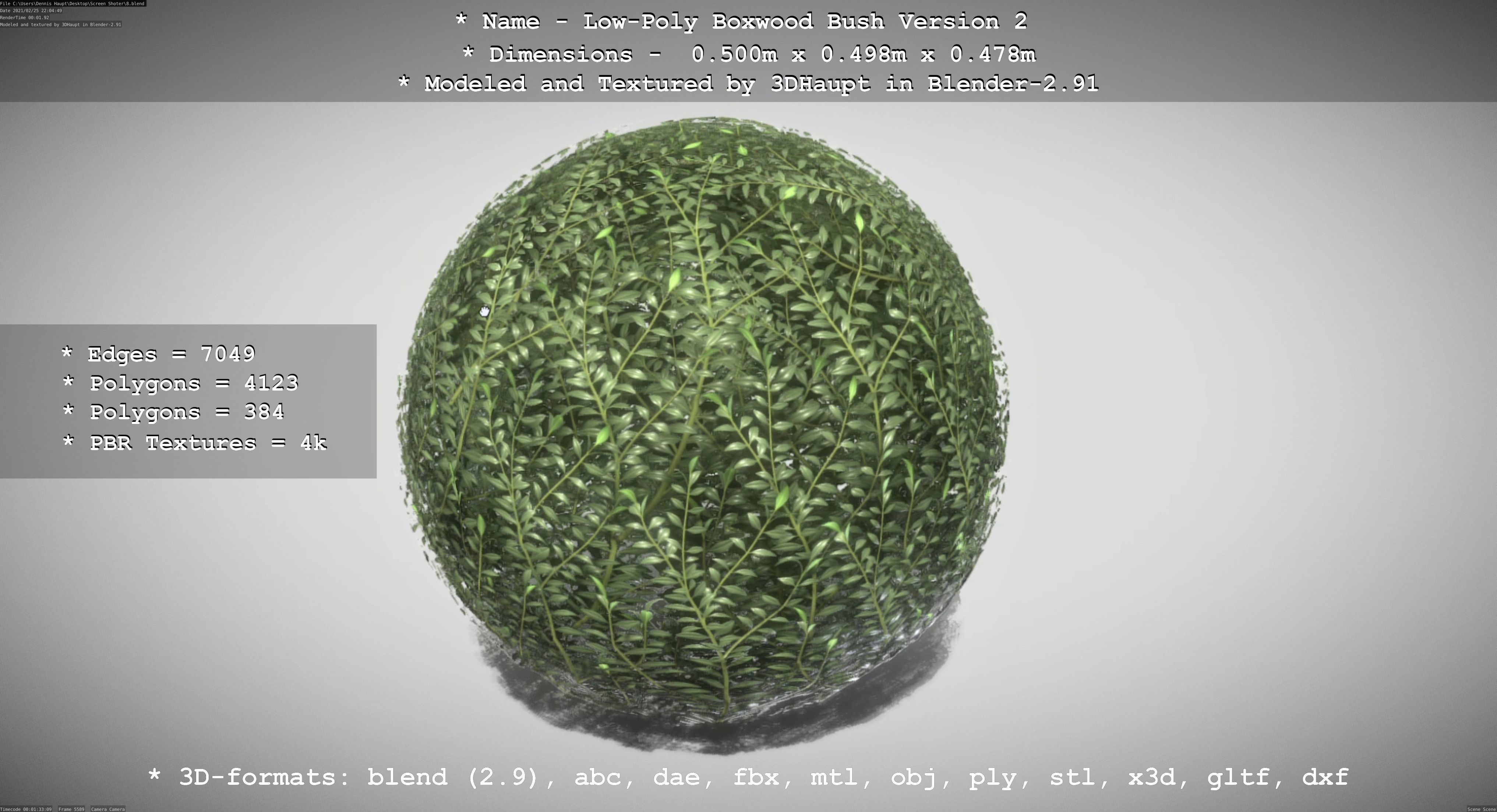 Low-Poly Boxwood Bush Version 2 Low-poly 3D model_39