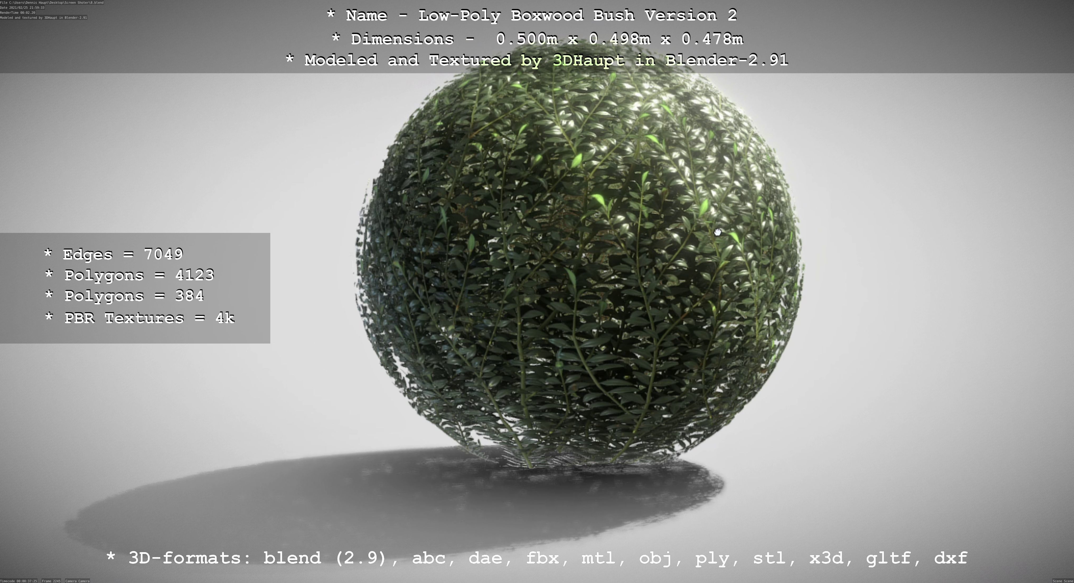 Low-Poly Boxwood Bush Version 2 Low-poly 3D model_114