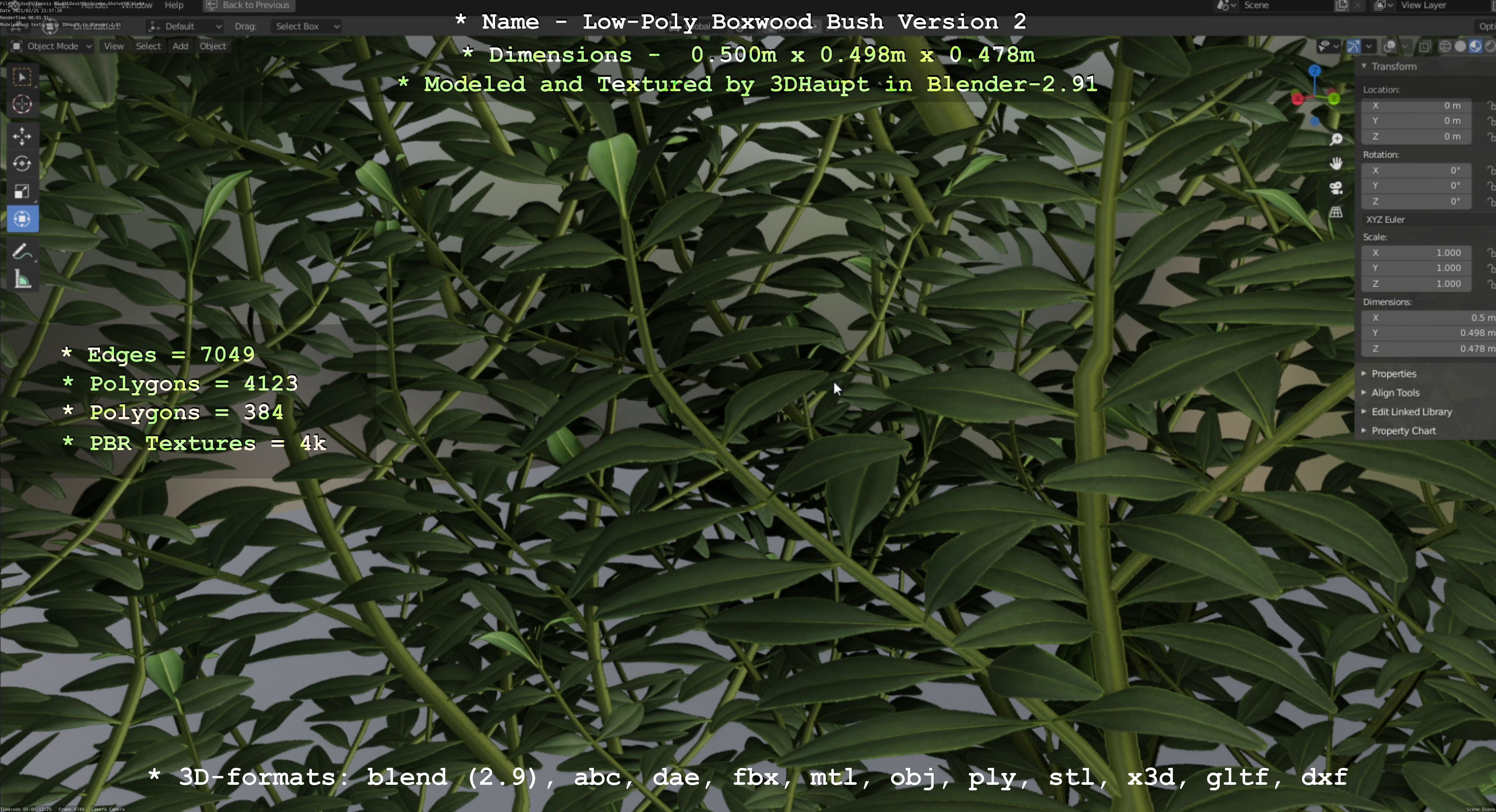 Low-Poly Boxwood Bush Version 2 Low-poly 3D model_77