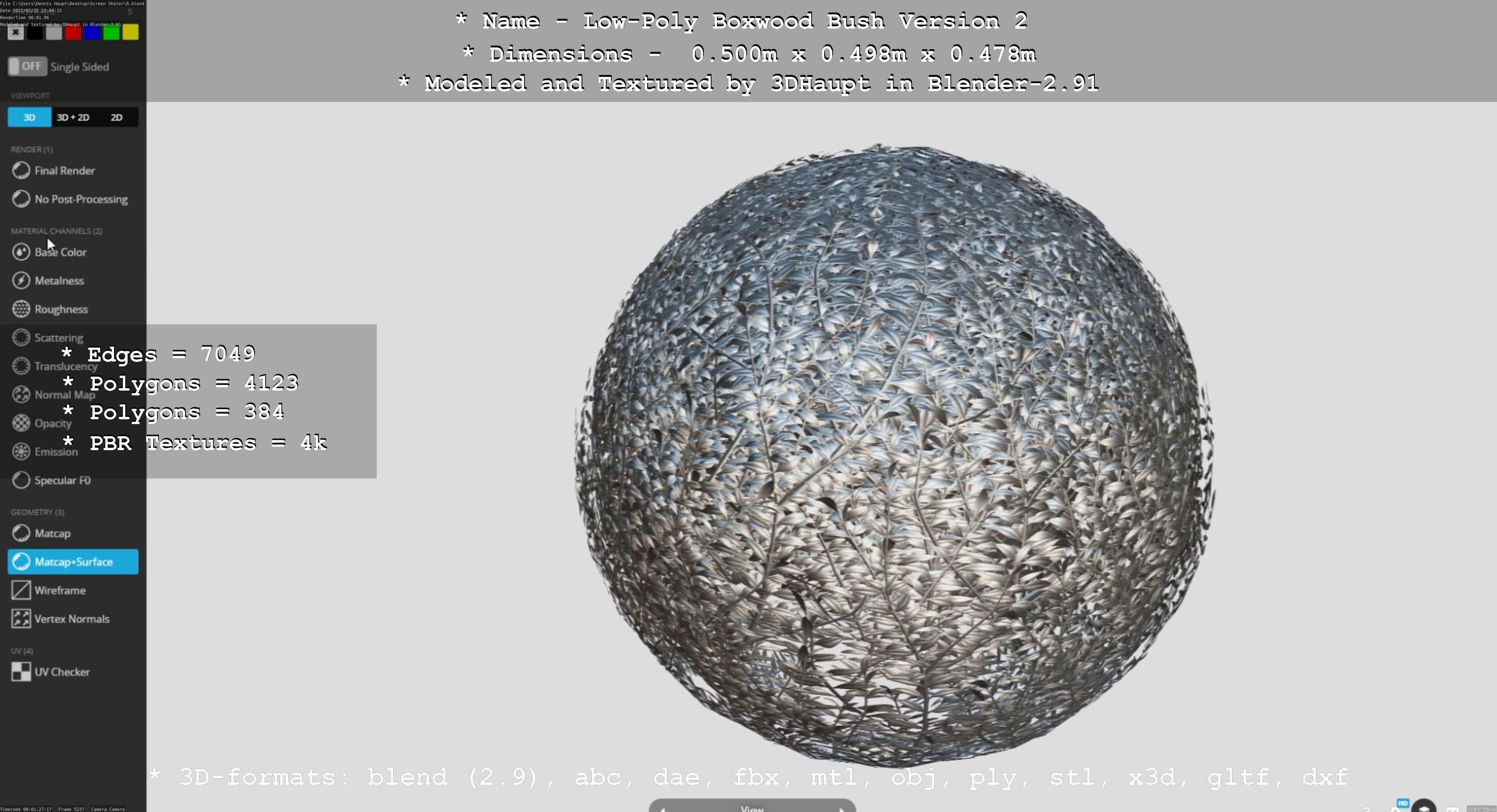 Low-Poly Boxwood Bush Version 2 Low-poly 3D model_98