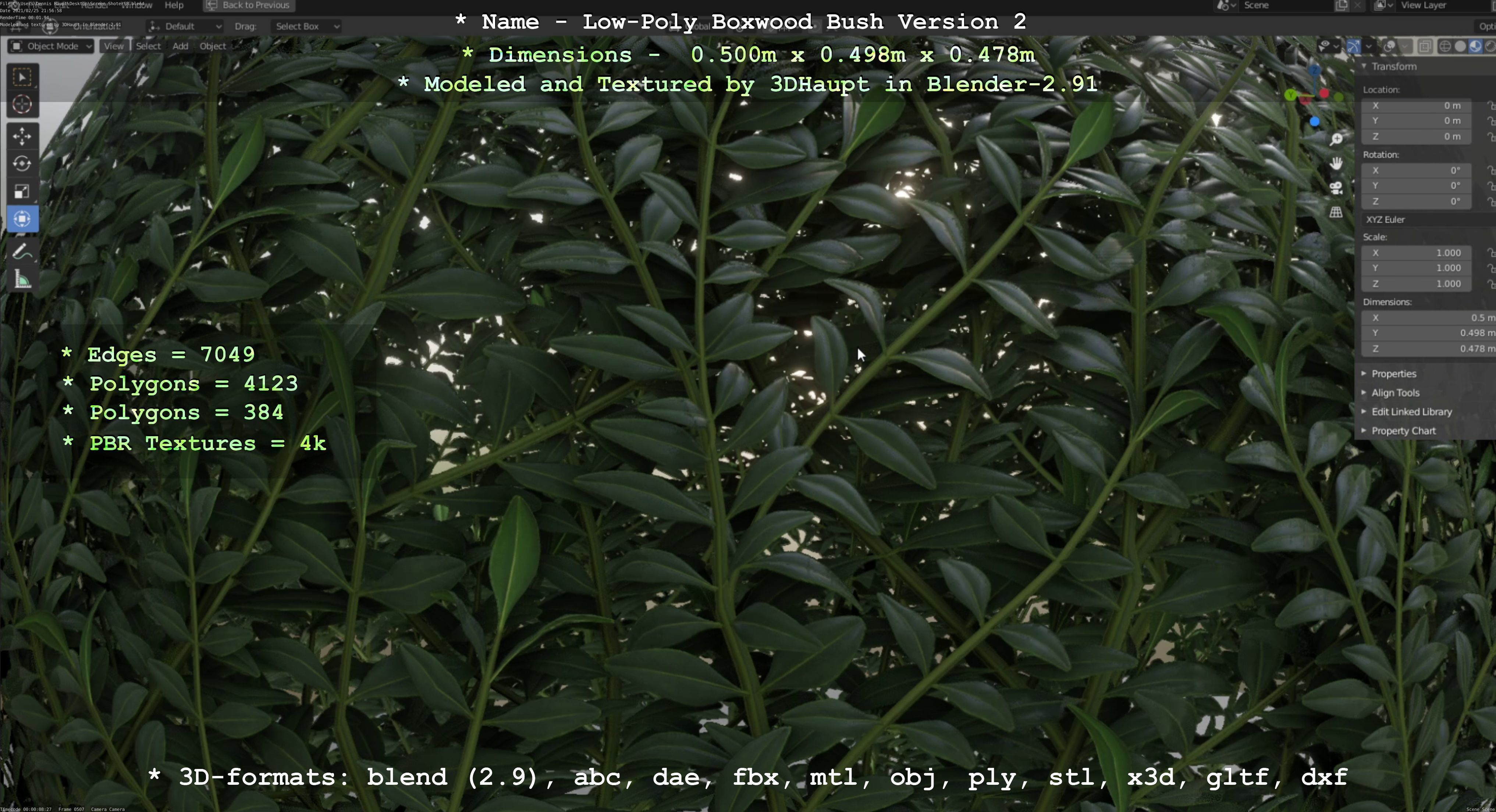 Low-Poly Boxwood Bush Version 2 Low-poly 3D model_70