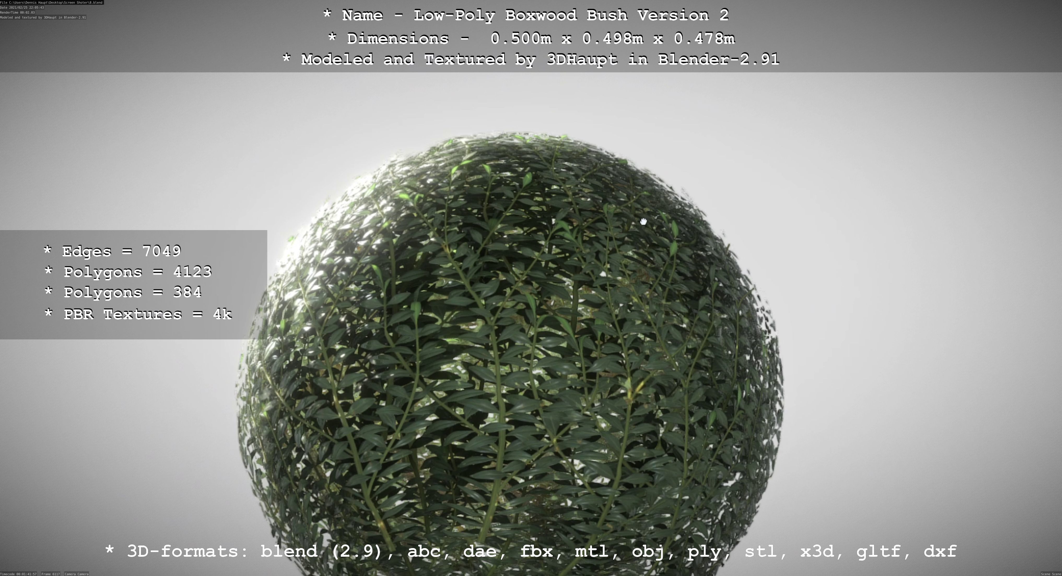 Low-Poly Boxwood Bush Version 2 Low-poly 3D model_53
