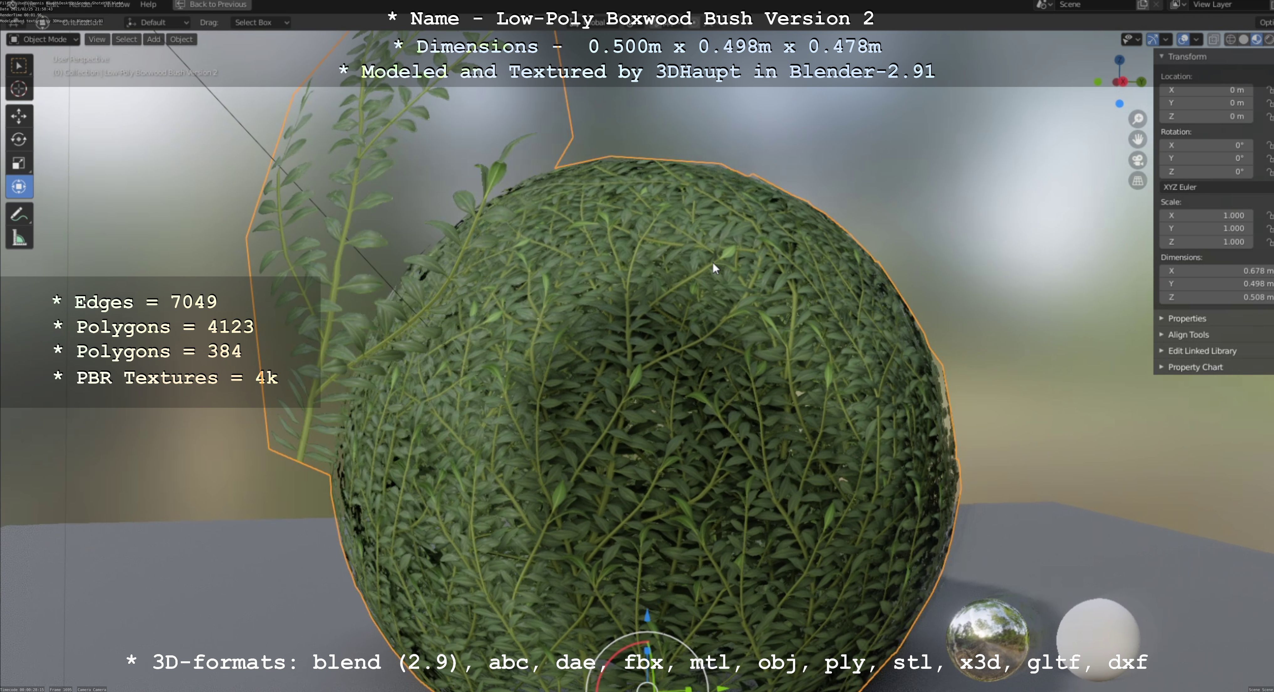 Low-Poly Boxwood Bush Version 2 Low-poly 3D model_101