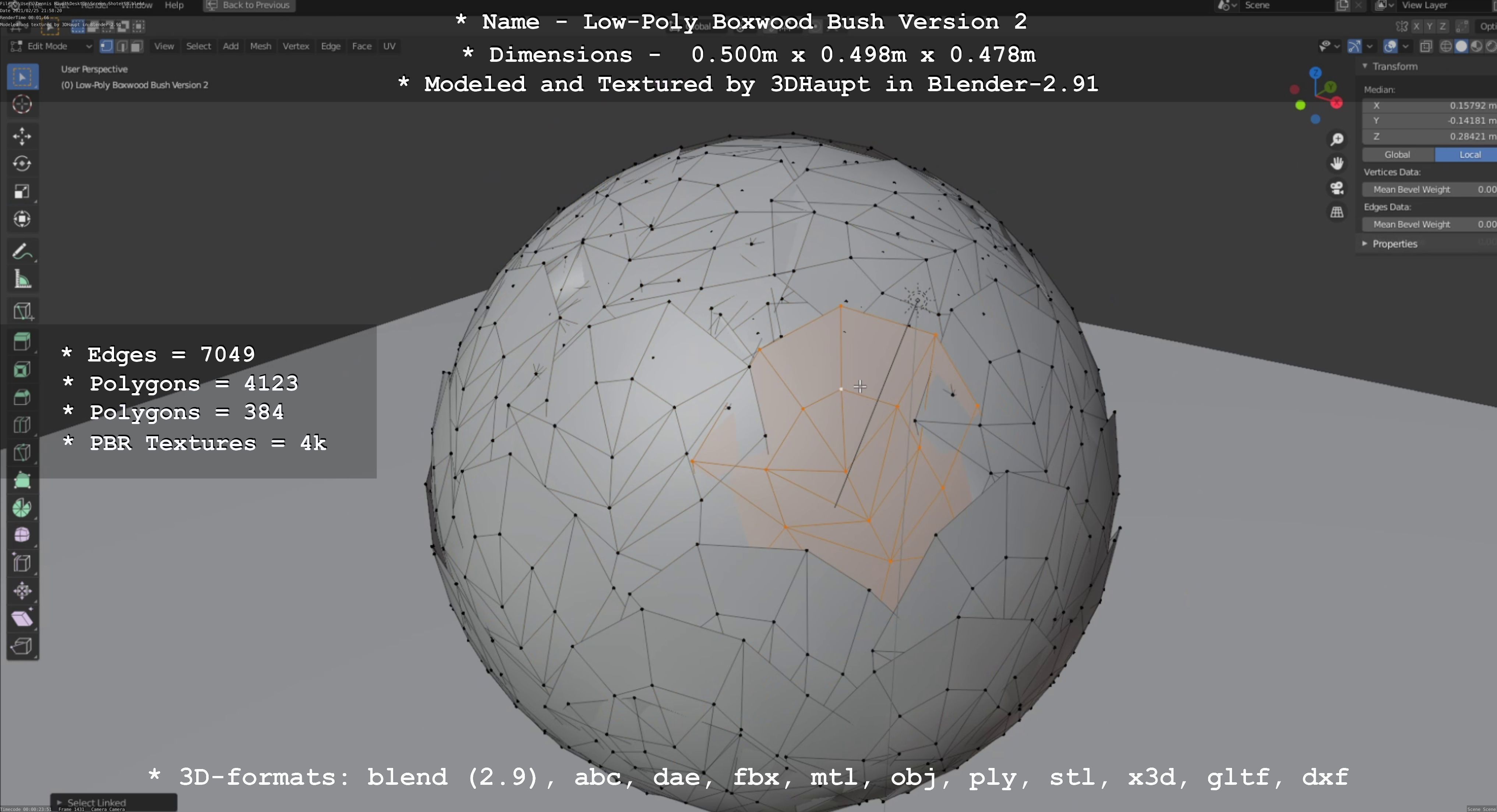 Low-Poly Boxwood Bush Version 2 Low-poly 3D model_93