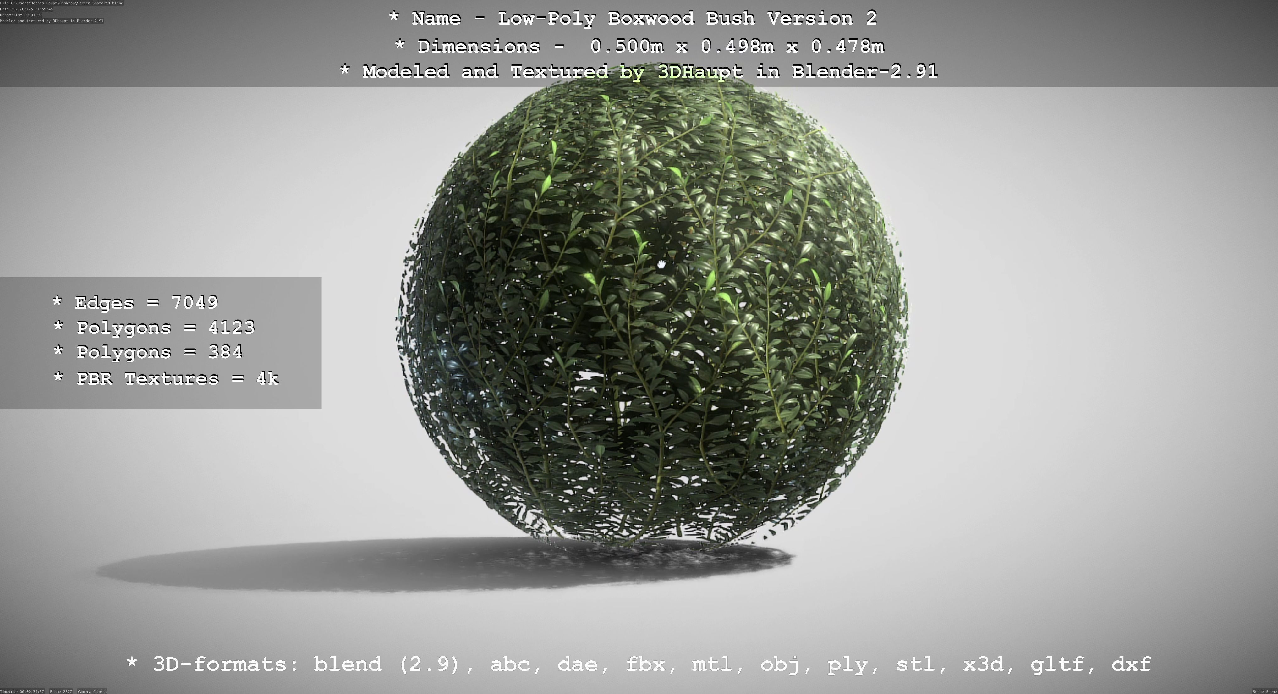 Low-Poly Boxwood Bush Version 2 Low-poly 3D model_116