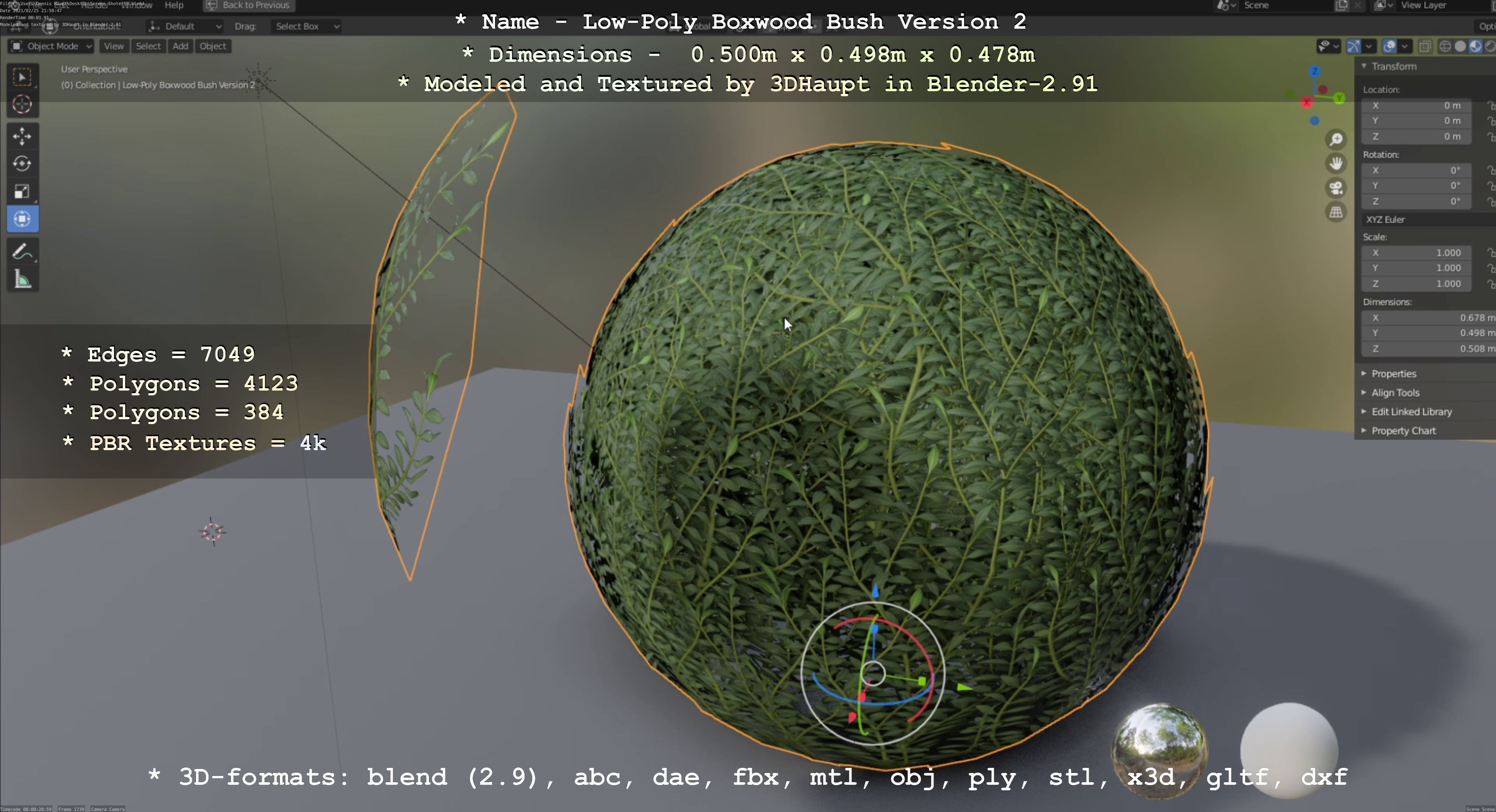 Low-Poly Boxwood Bush Version 2 Low-poly 3D model_102