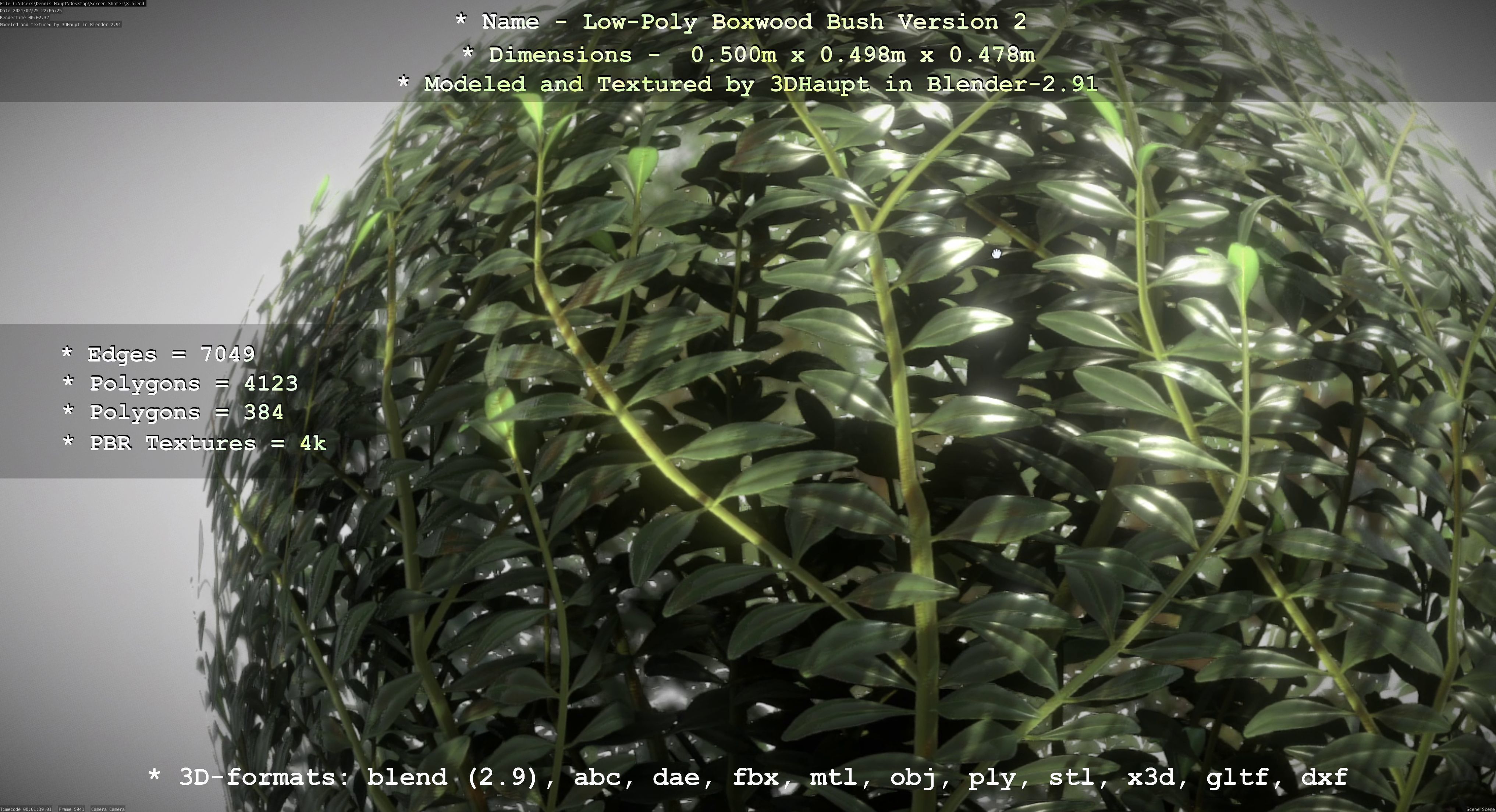 Low-Poly Boxwood Bush Version 2 Low-poly 3D model_20