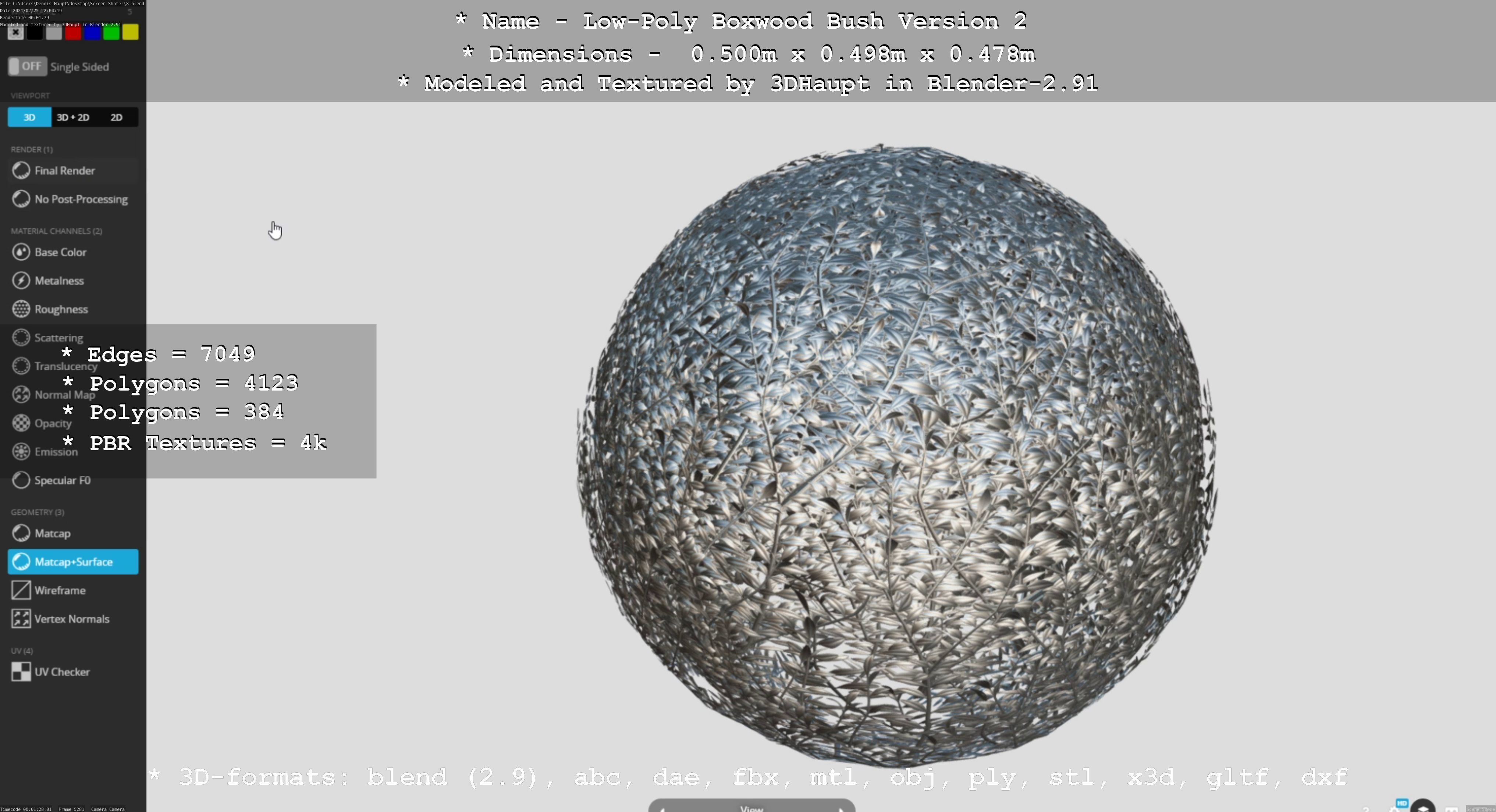 Low-Poly Boxwood Bush Version 2 Low-poly 3D model_109