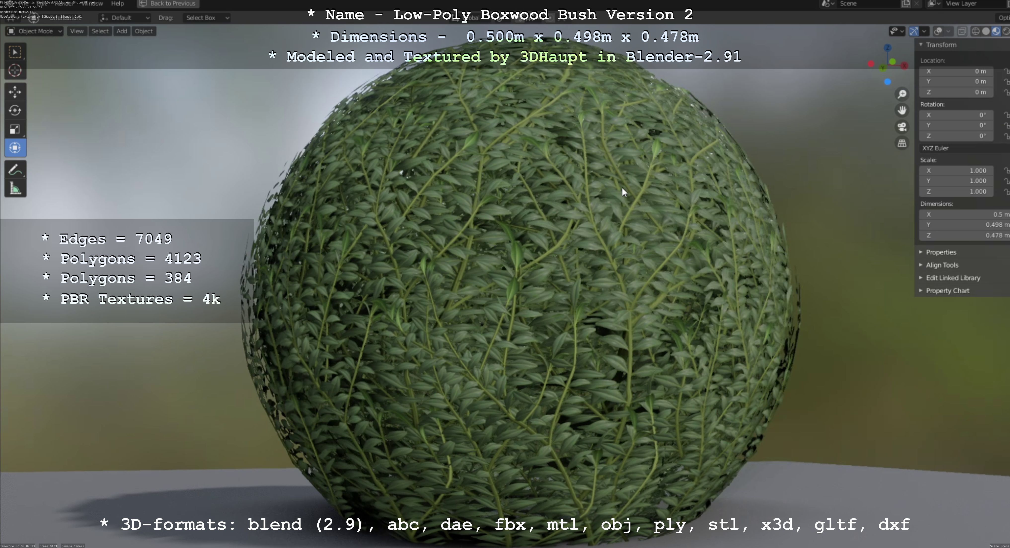 Low-Poly Boxwood Bush Version 2 Low-poly 3D model_63