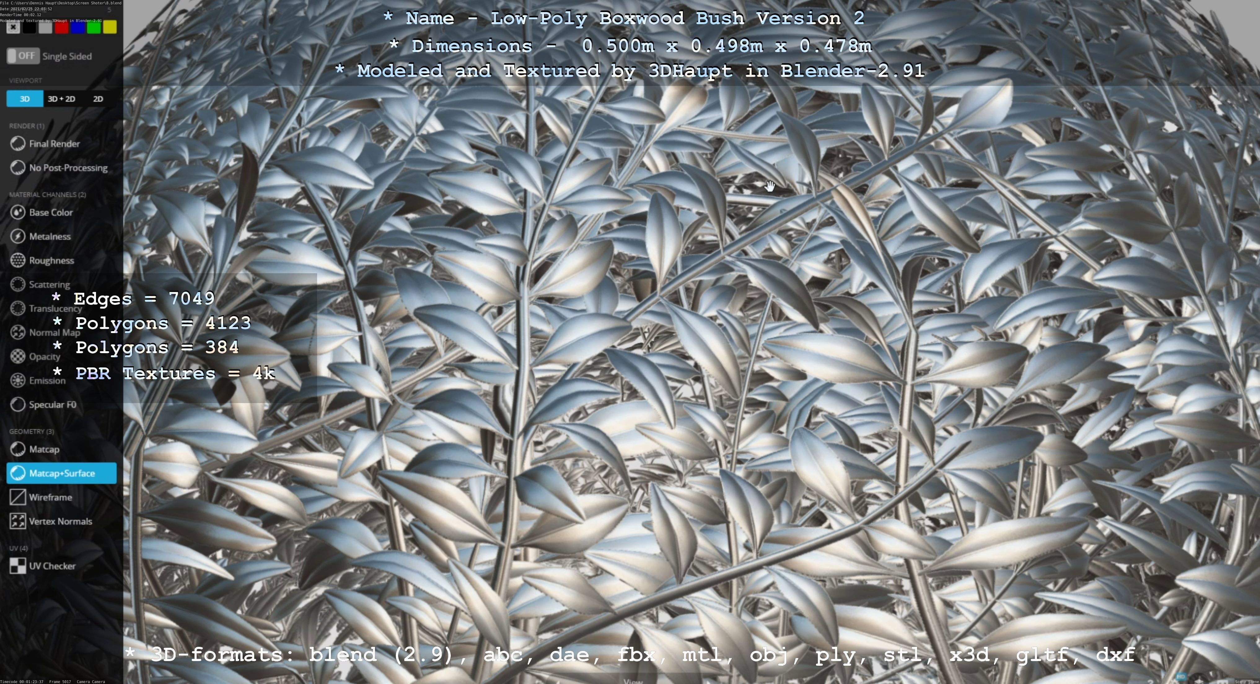 Low-Poly Boxwood Bush Version 2 Low-poly 3D model_43