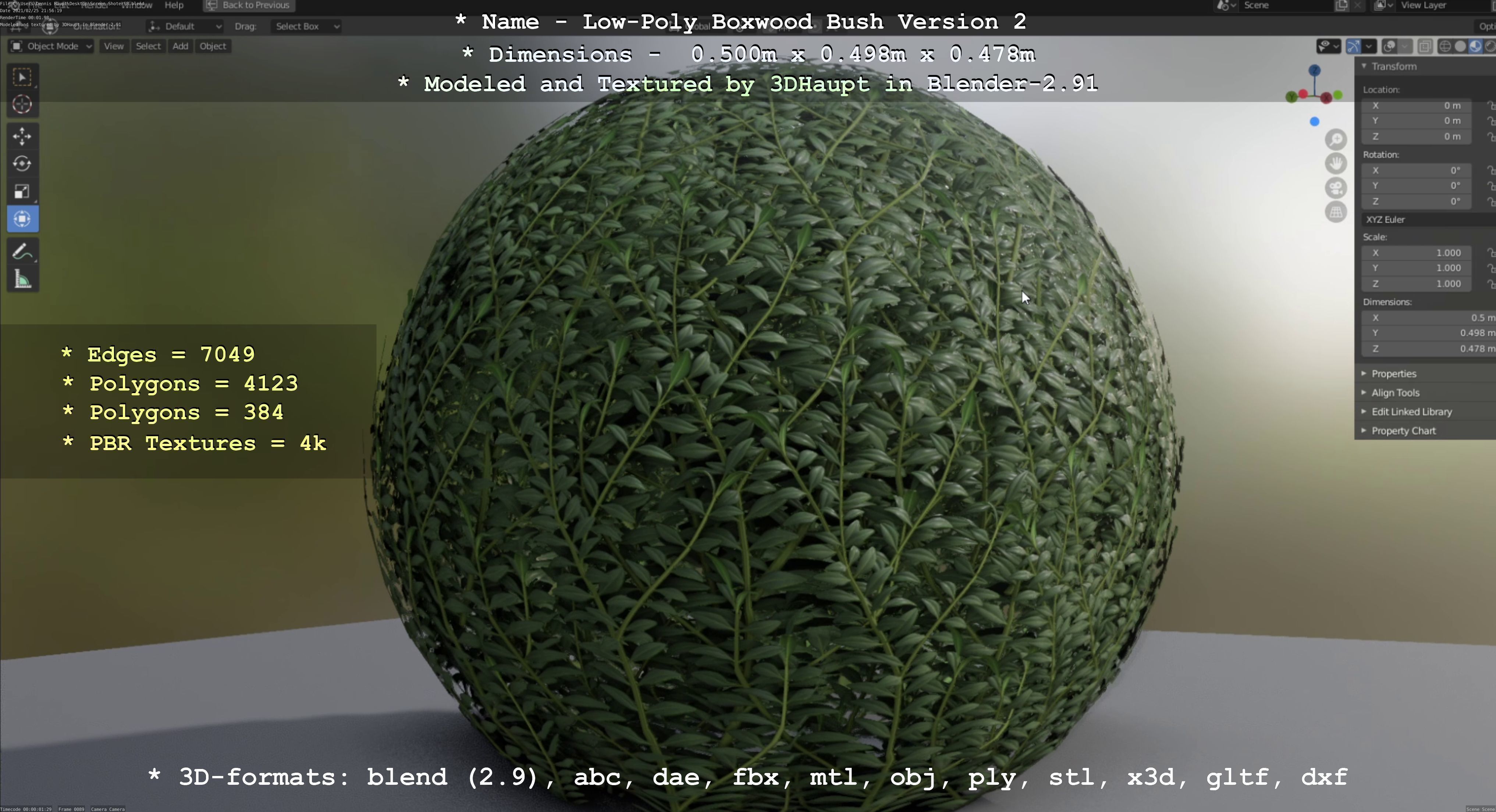 Low-Poly Boxwood Bush Version 2 Low-poly 3D model_62