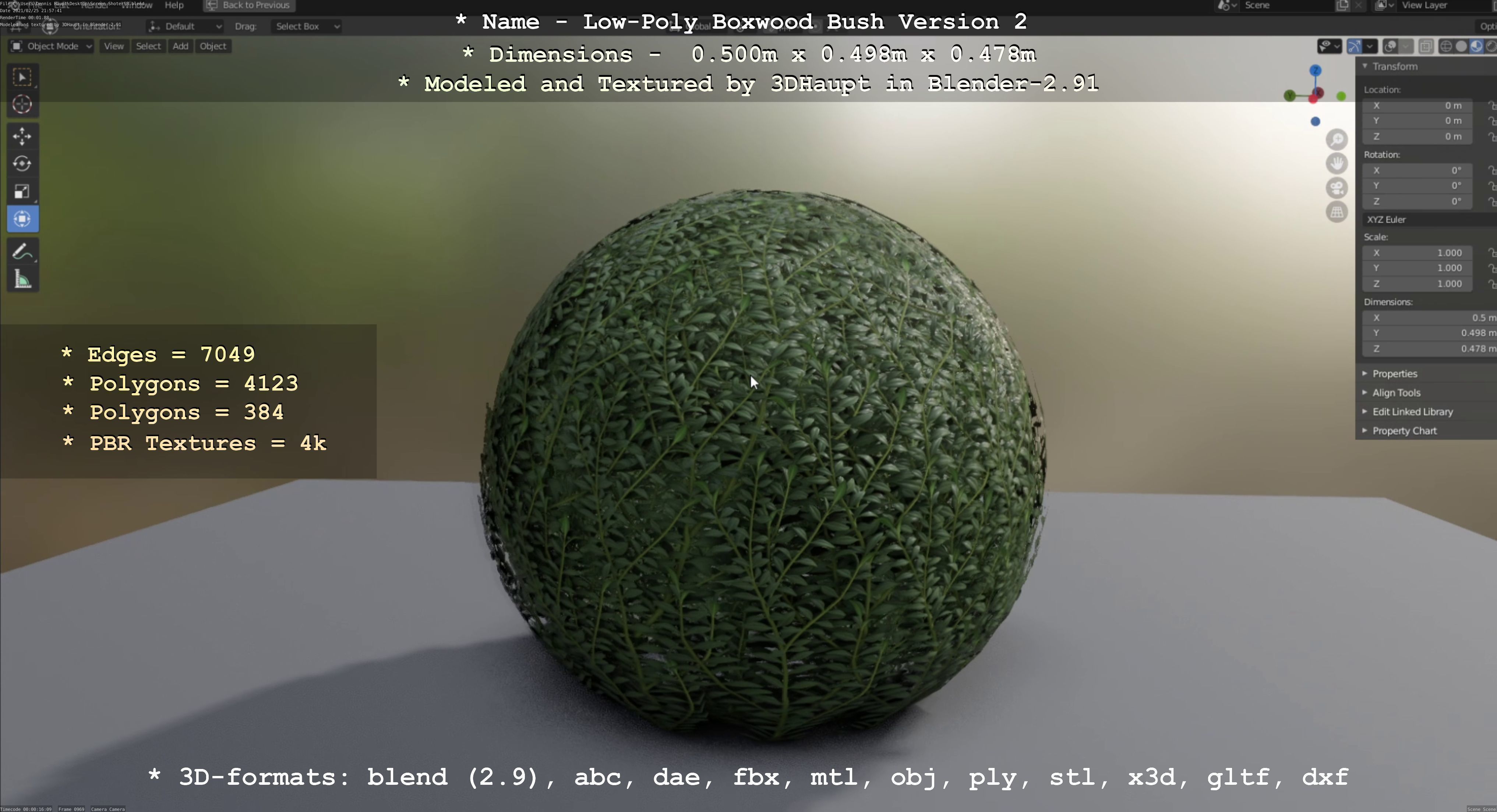 Low-Poly Boxwood Bush Version 2 Low-poly 3D model_81