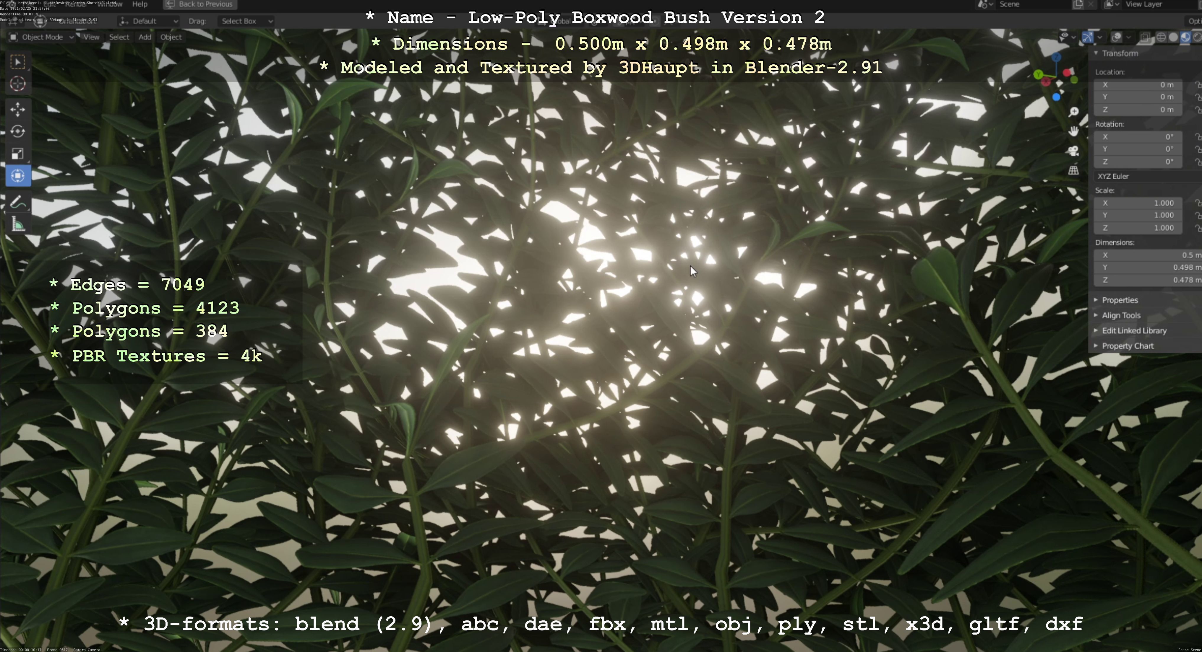 Low-Poly Boxwood Bush Version 2 Low-poly 3D model_26