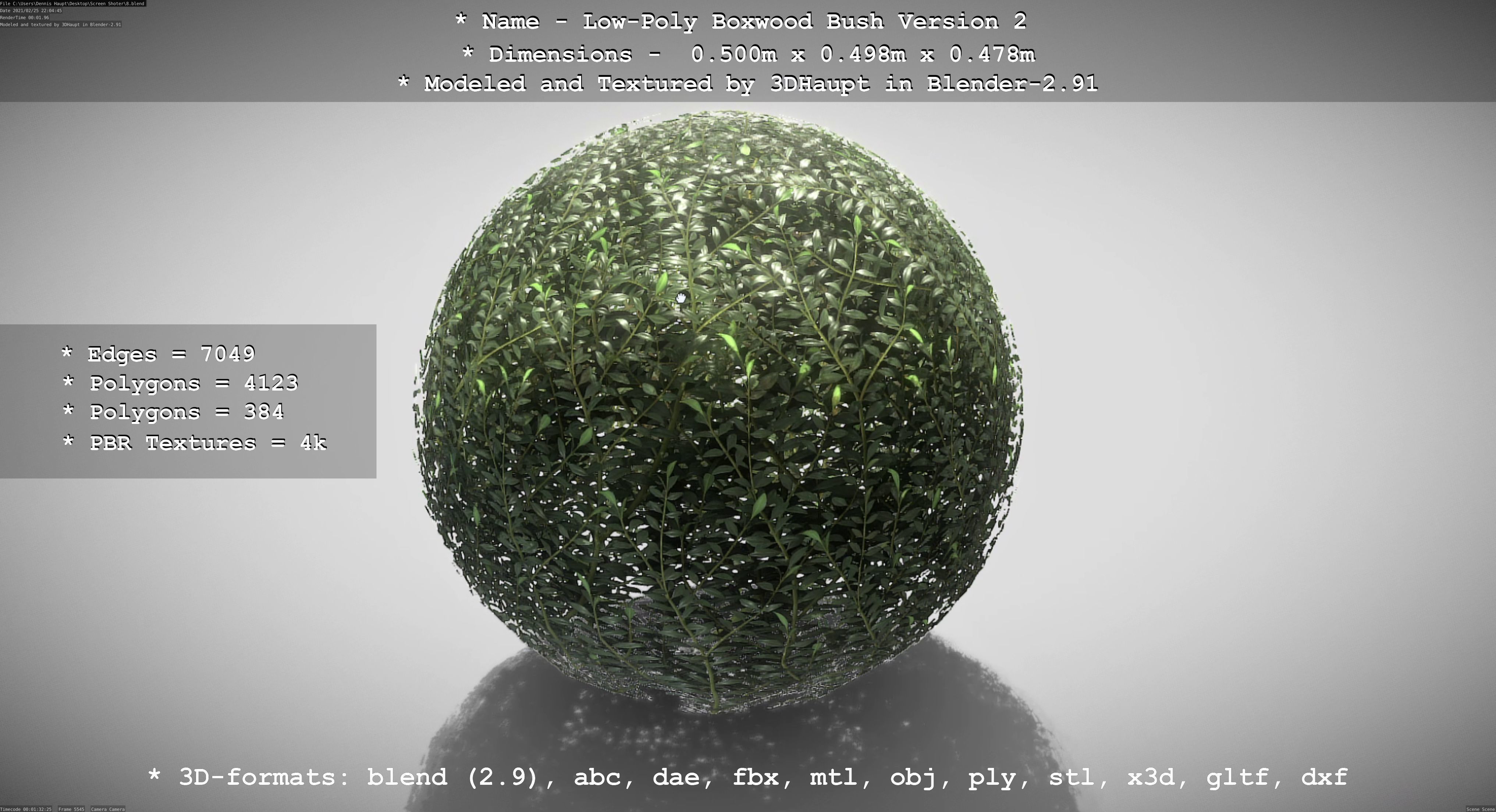 Low-Poly Boxwood Bush Version 2 Low-poly 3D model_38