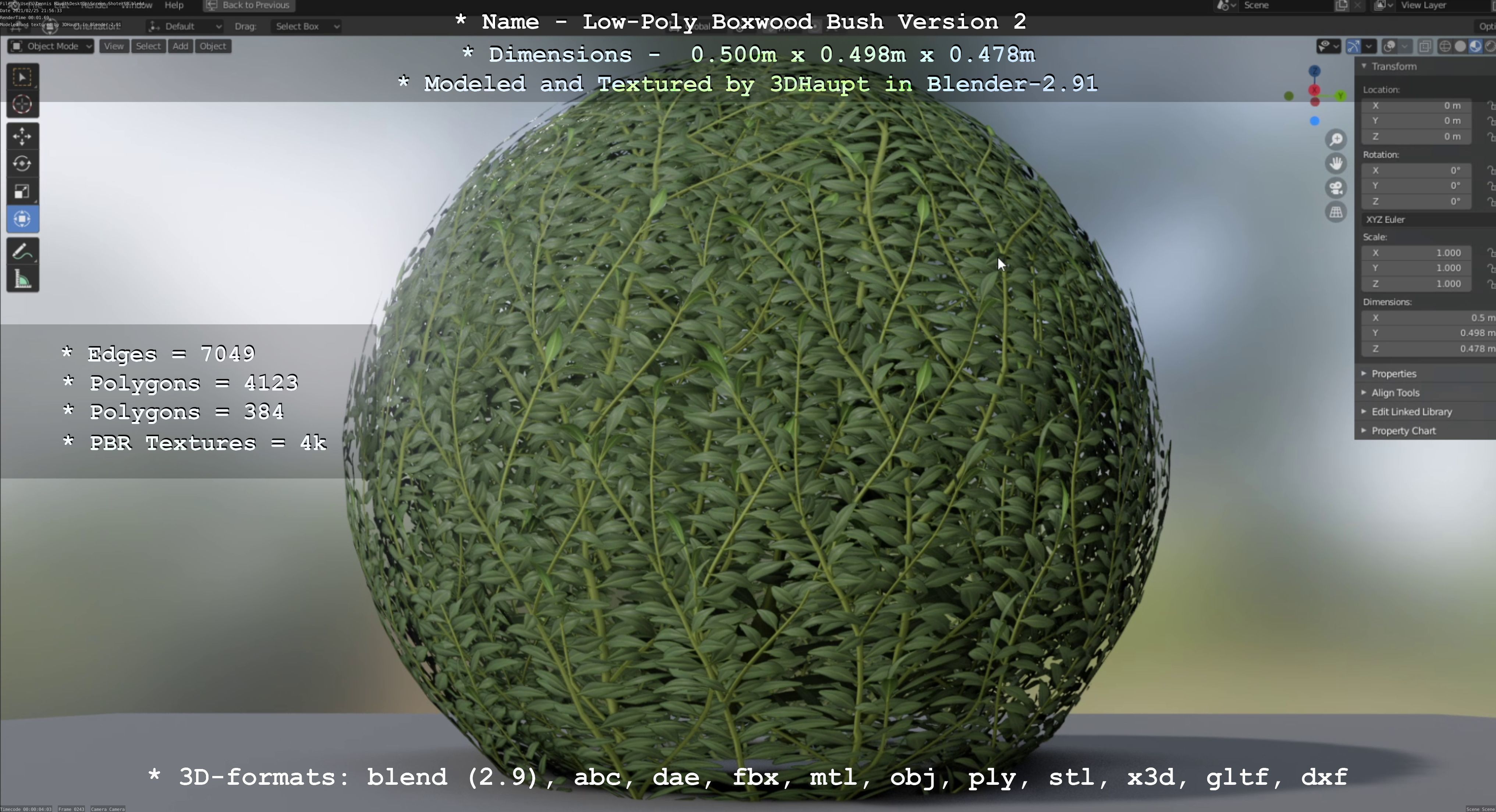 Low-Poly Boxwood Bush Version 2 Low-poly 3D model_66