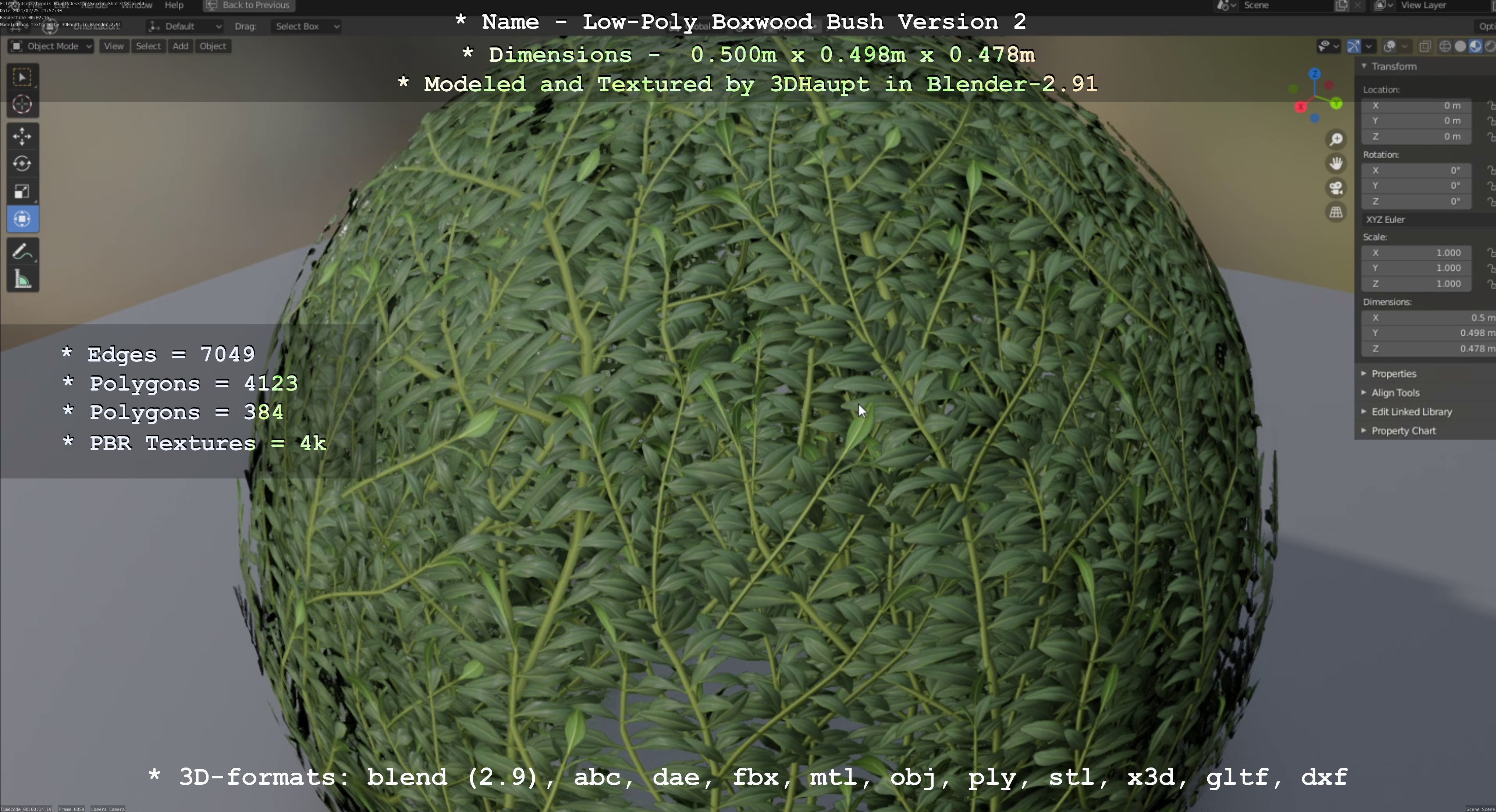 Low-Poly Boxwood Bush Version 2 Low-poly 3D model_27