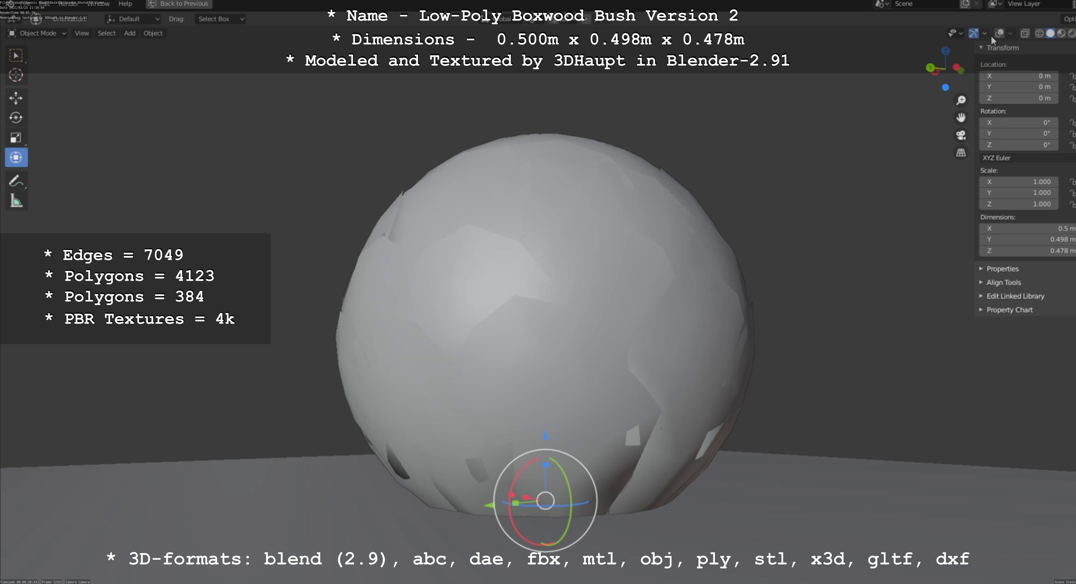 Low-Poly Boxwood Bush Version 2 Low-poly 3D model_89