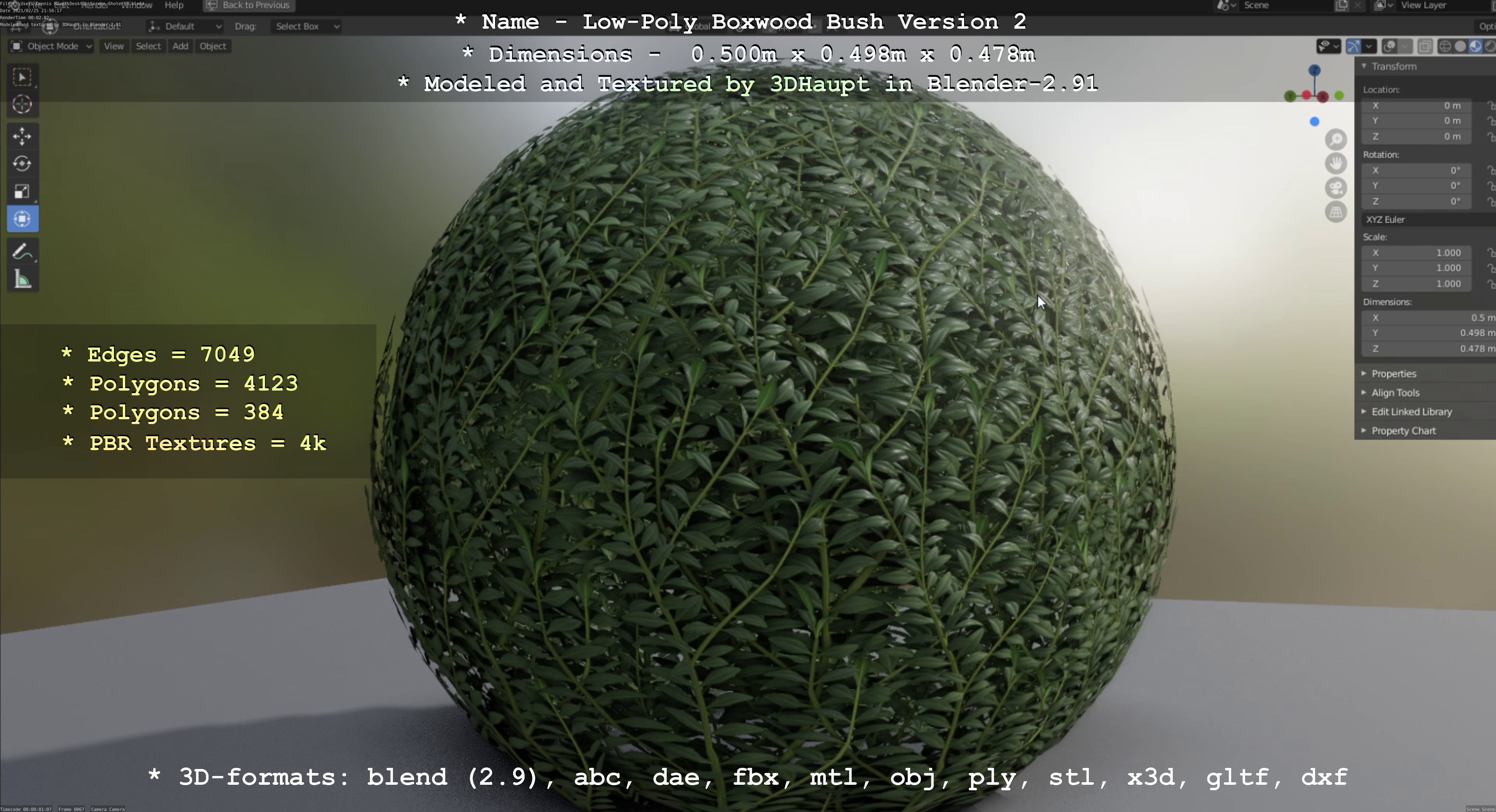 Low-Poly Boxwood Bush Version 2 Low-poly 3D model_5