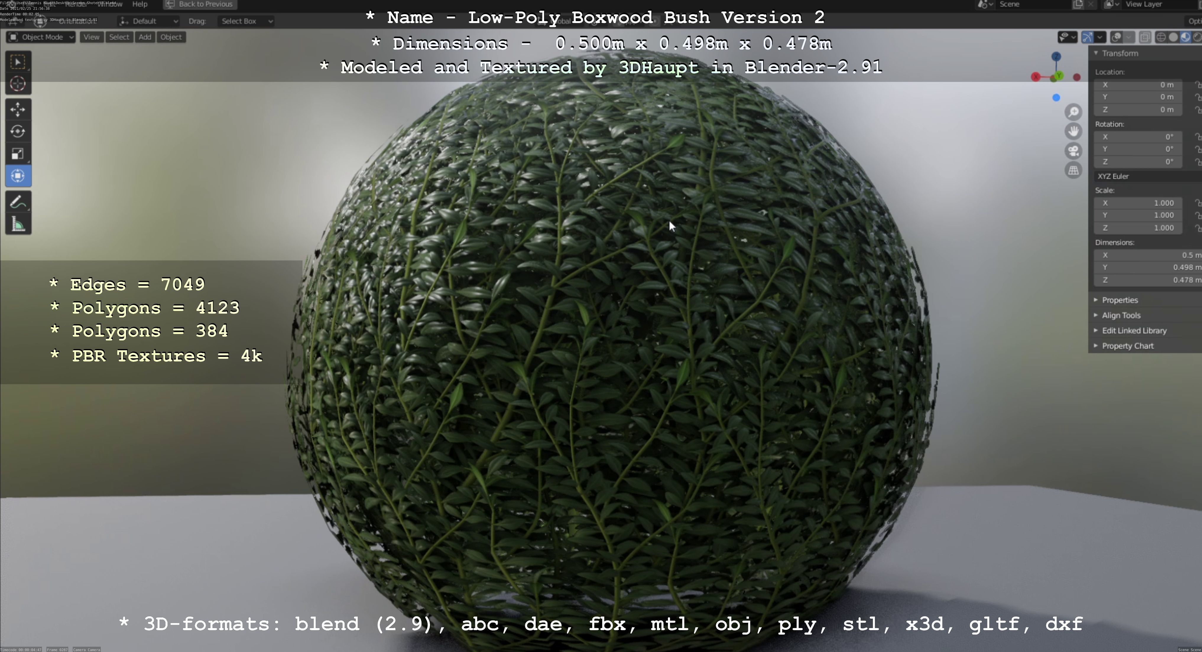 Low-Poly Boxwood Bush Version 2 Low-poly 3D model_67