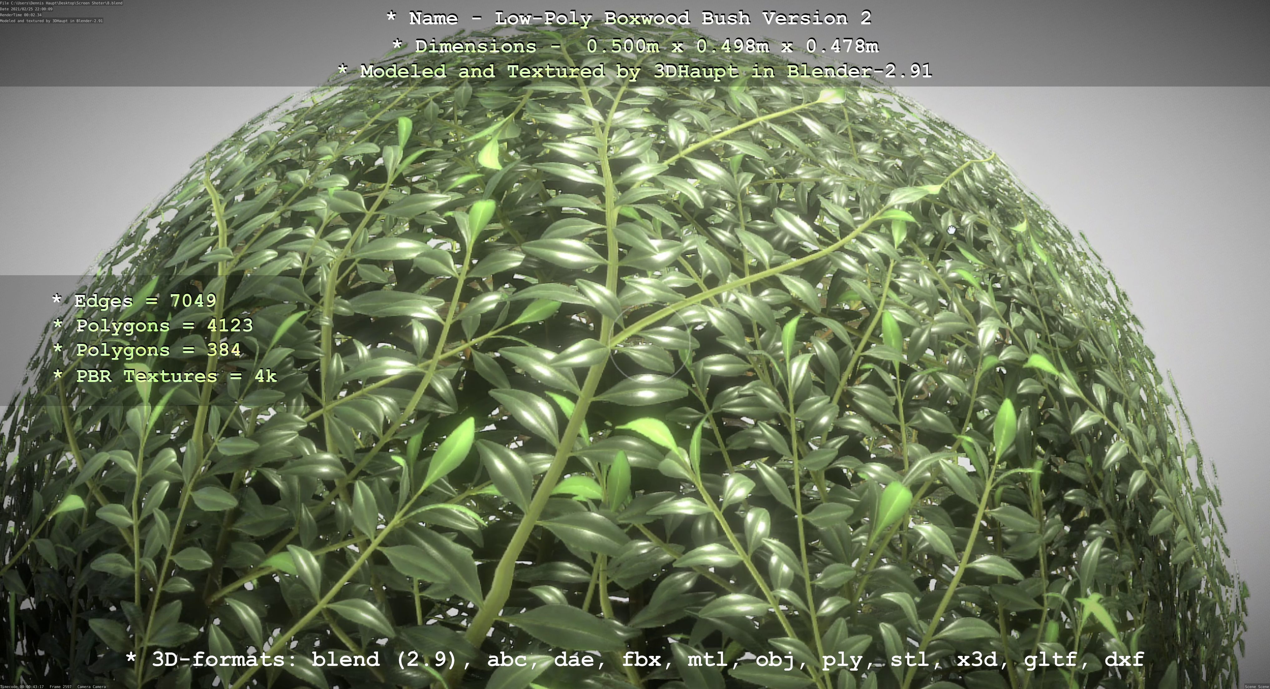 Low-Poly Boxwood Bush Version 2 Low-poly 3D model_2