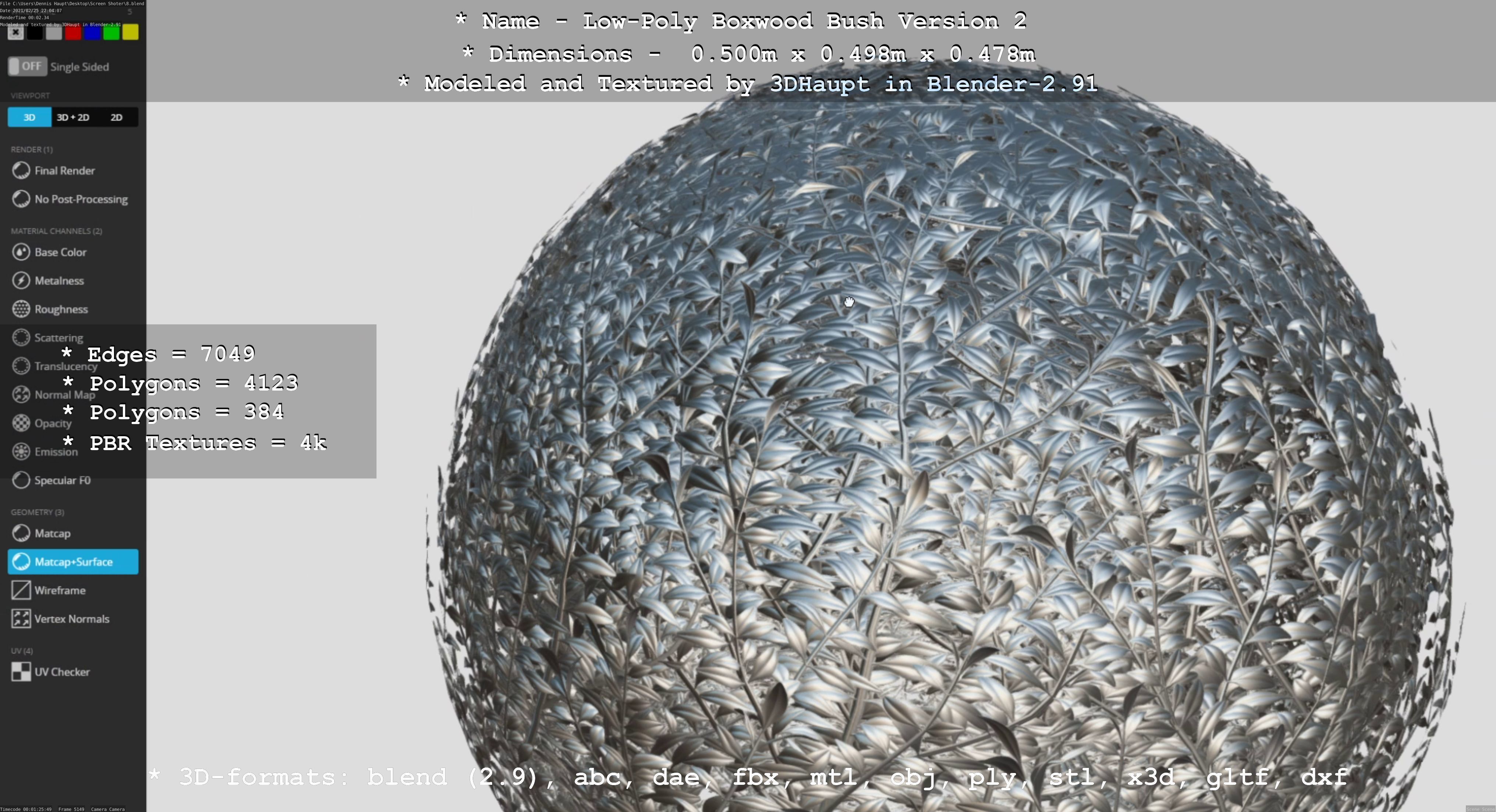 Low-Poly Boxwood Bush Version 2 Low-poly 3D model_76