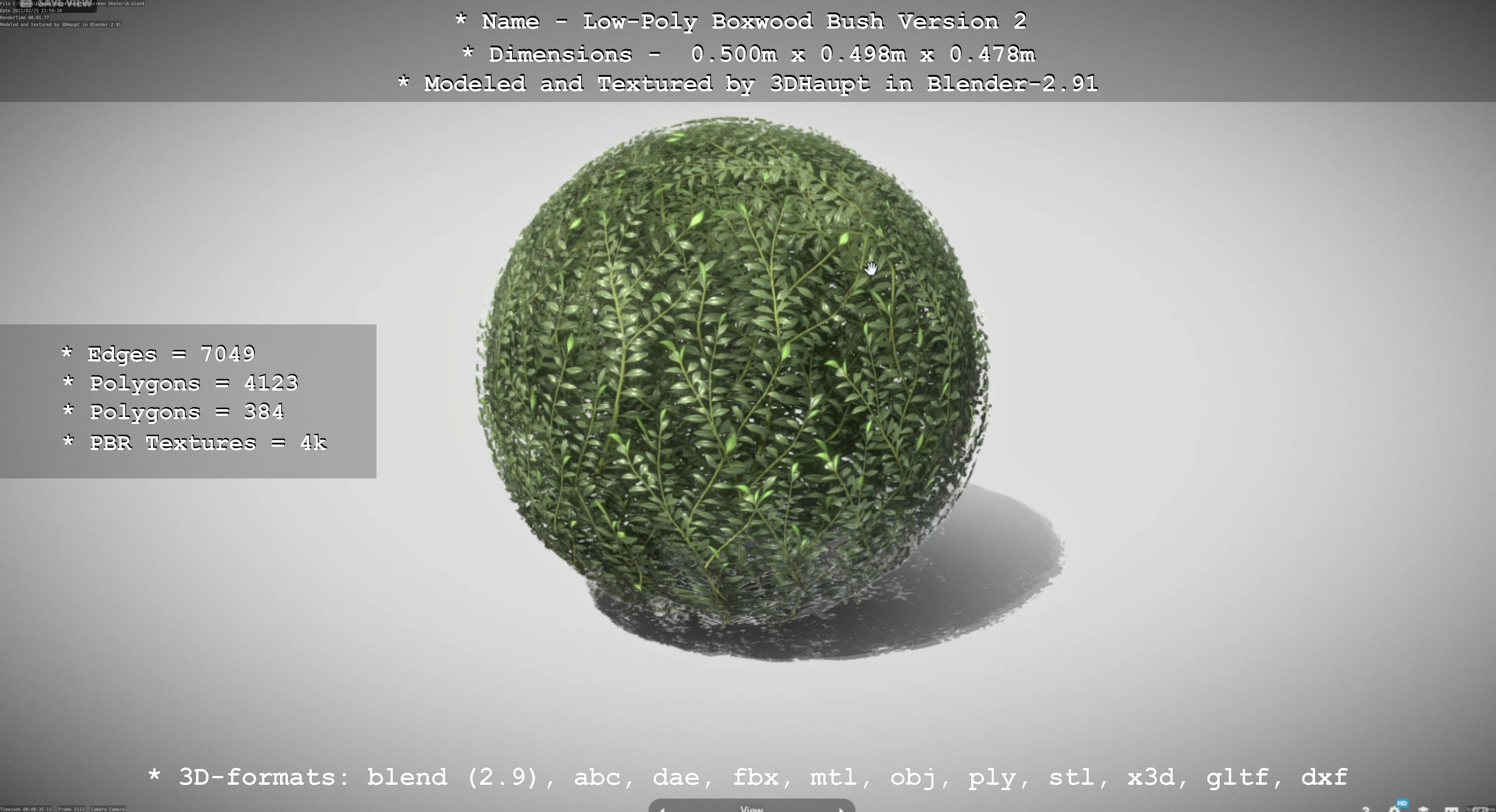 Low-Poly Boxwood Bush Version 2 Low-poly 3D model_110