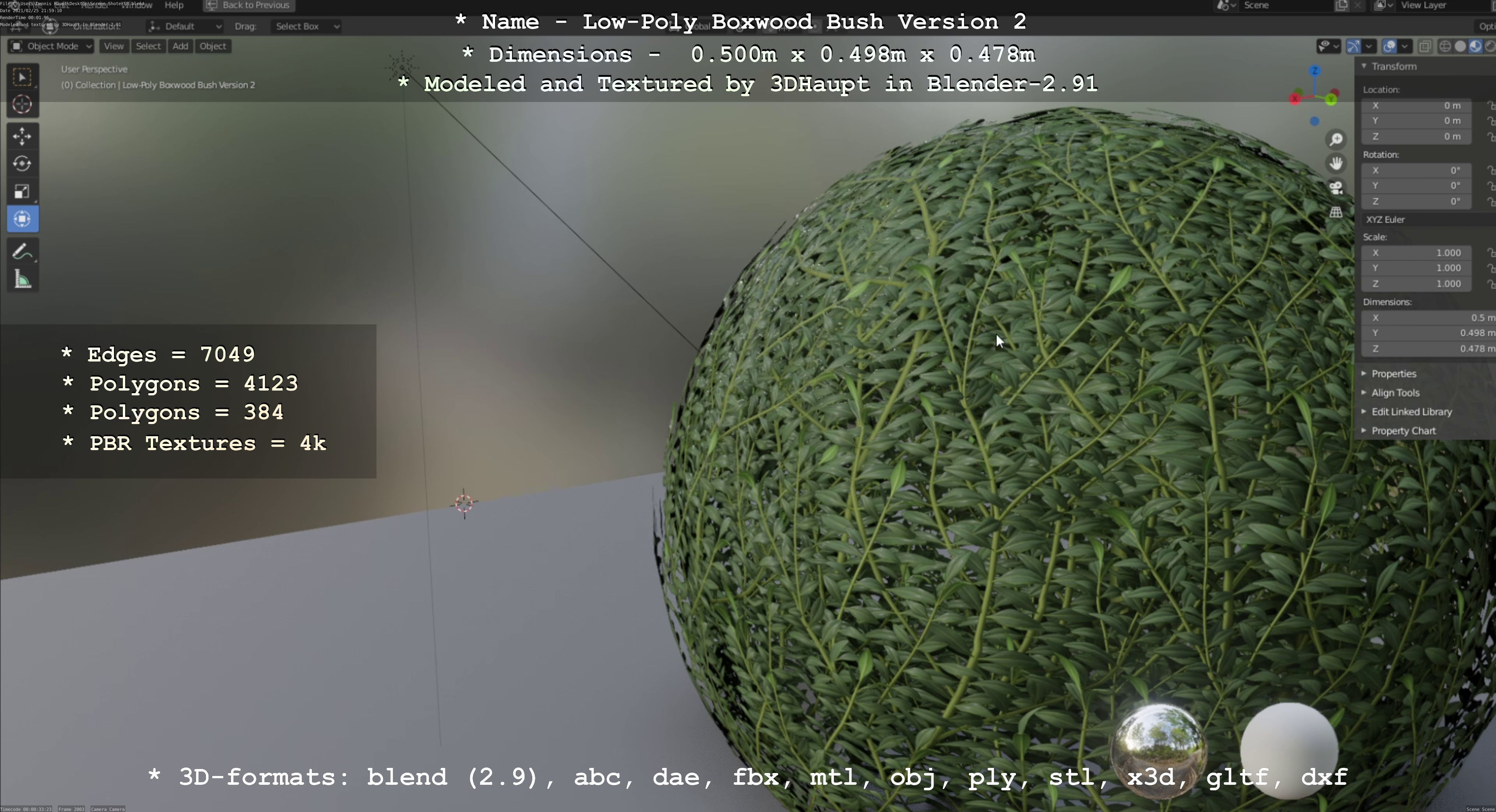 Low-Poly Boxwood Bush Version 2 Low-poly 3D model_107
