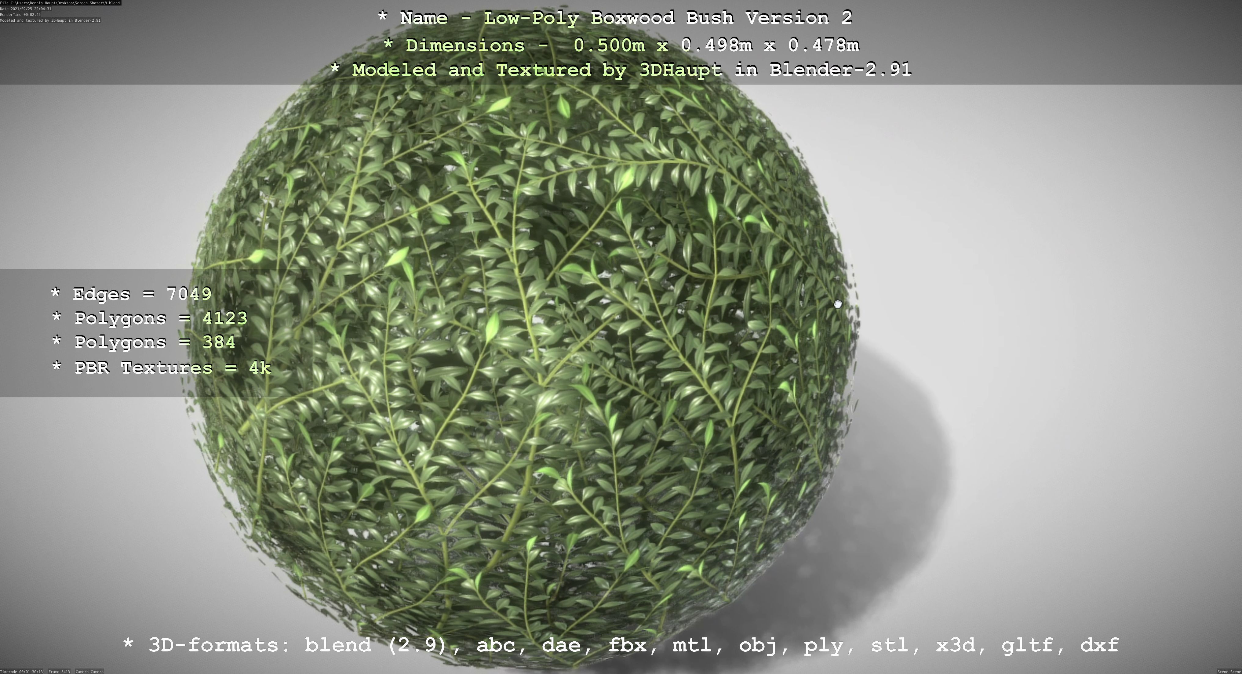 Low-Poly Boxwood Bush Version 2 Low-poly 3D model_19