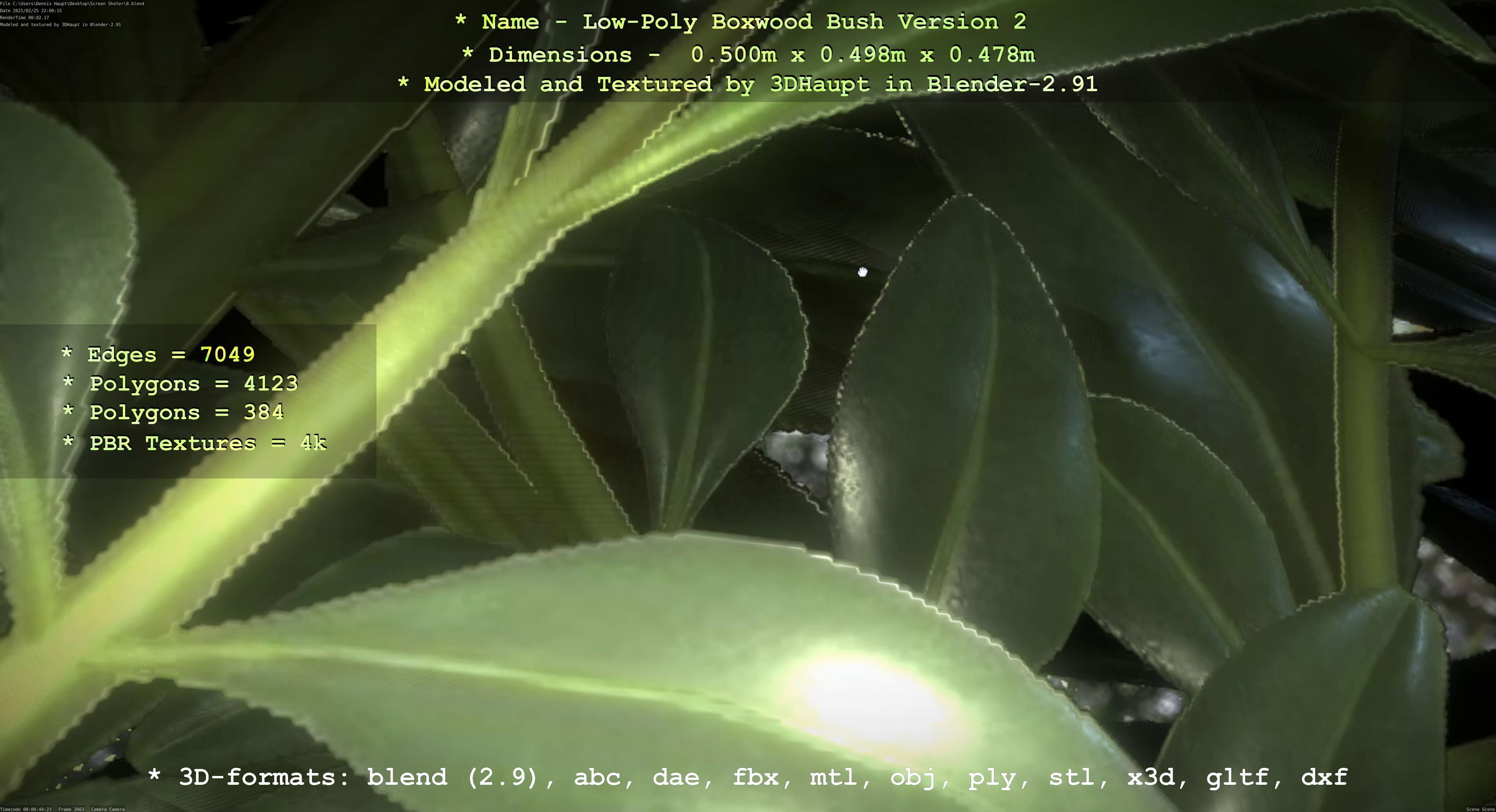 Low-Poly Boxwood Bush Version 2 Low-poly 3D model_12