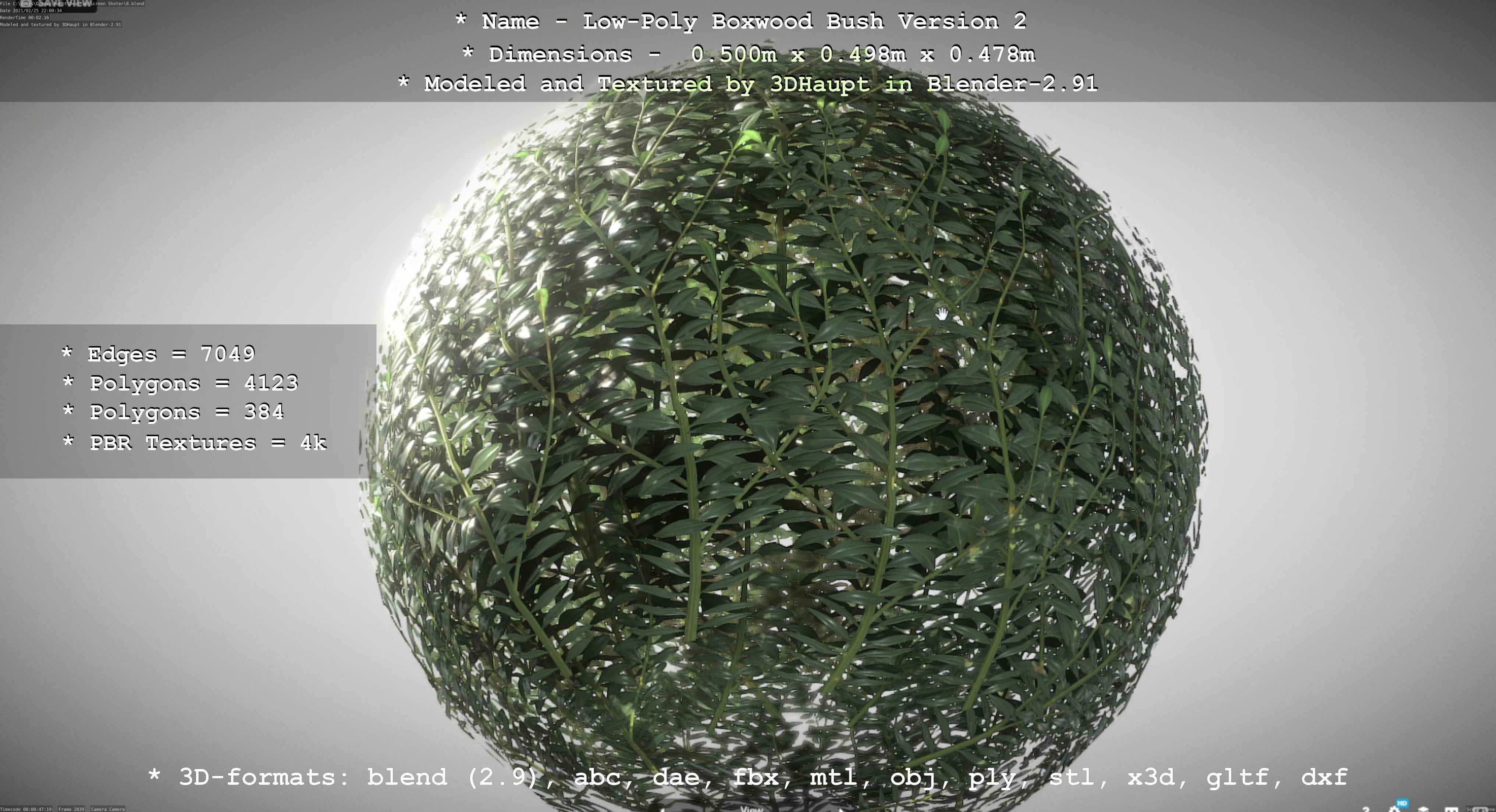 Low-Poly Boxwood Bush Version 2 Low-poly 3D model_127