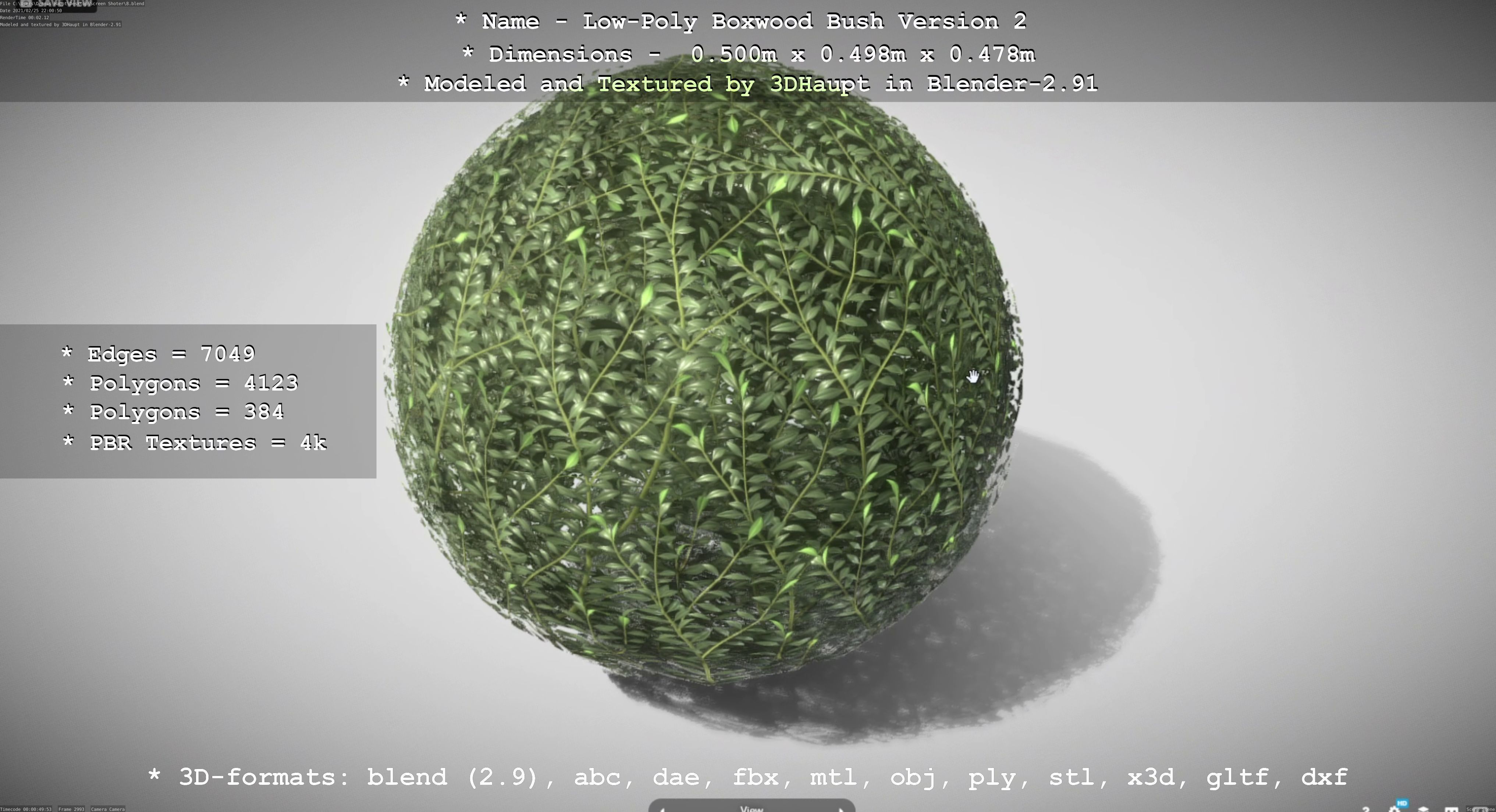Low-Poly Boxwood Bush Version 2 Low-poly 3D model_15