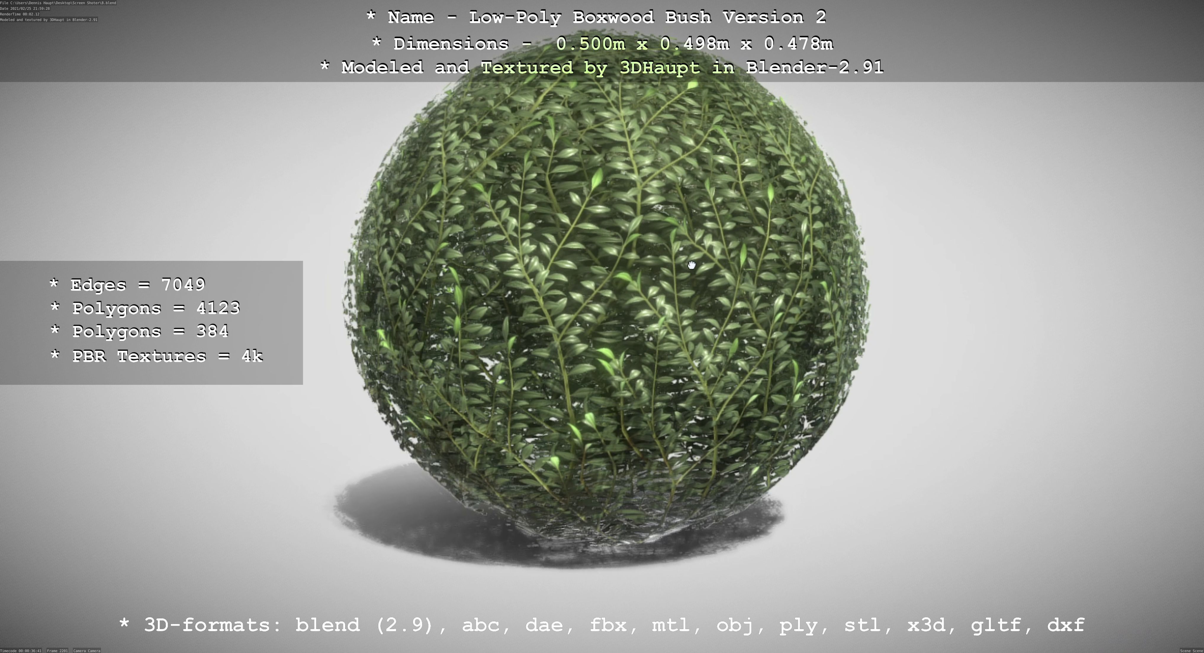 Low-Poly Boxwood Bush Version 2 Low-poly 3D model_3