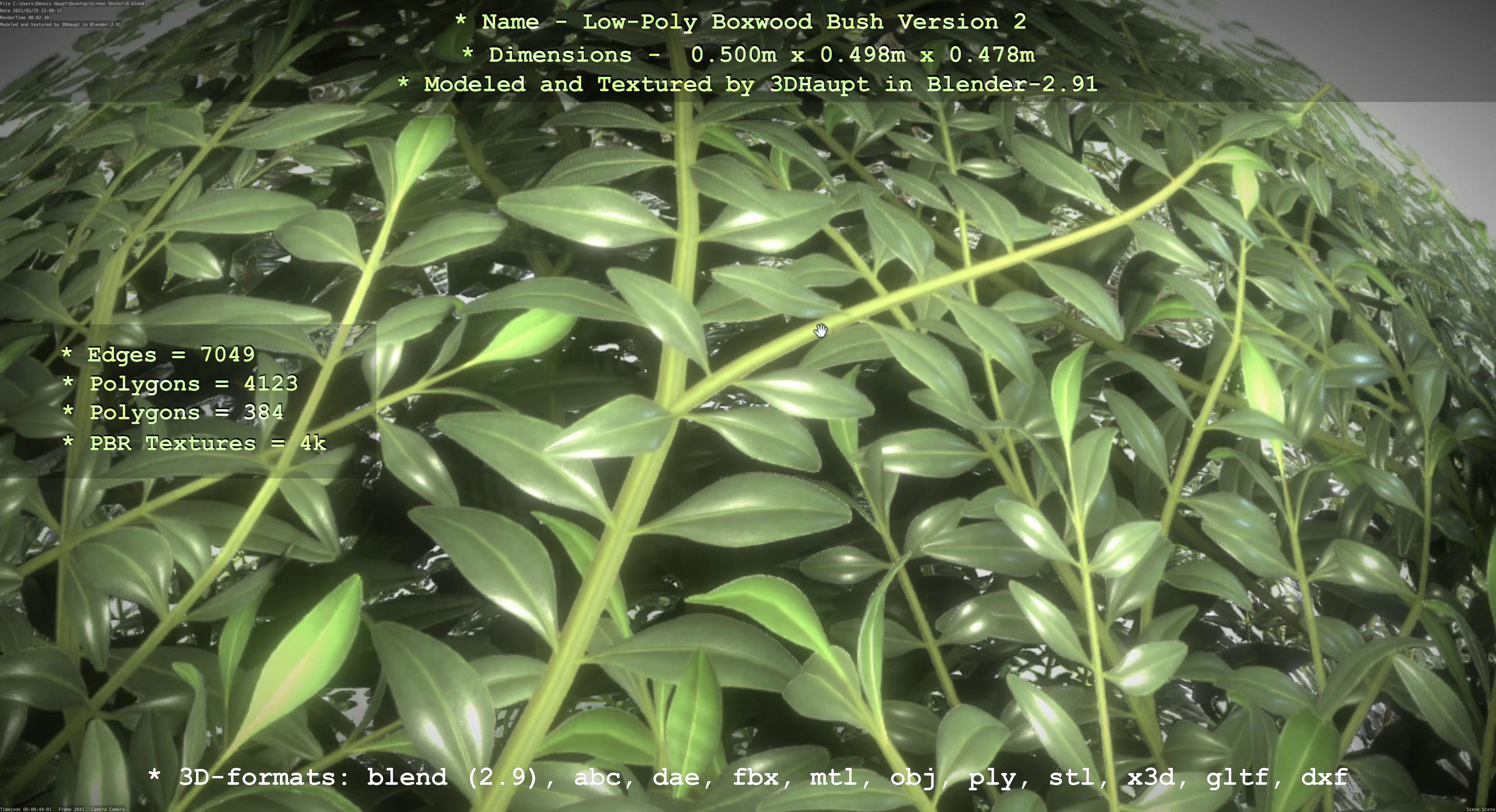Low-Poly Boxwood Bush Version 2 Low-poly 3D model_4