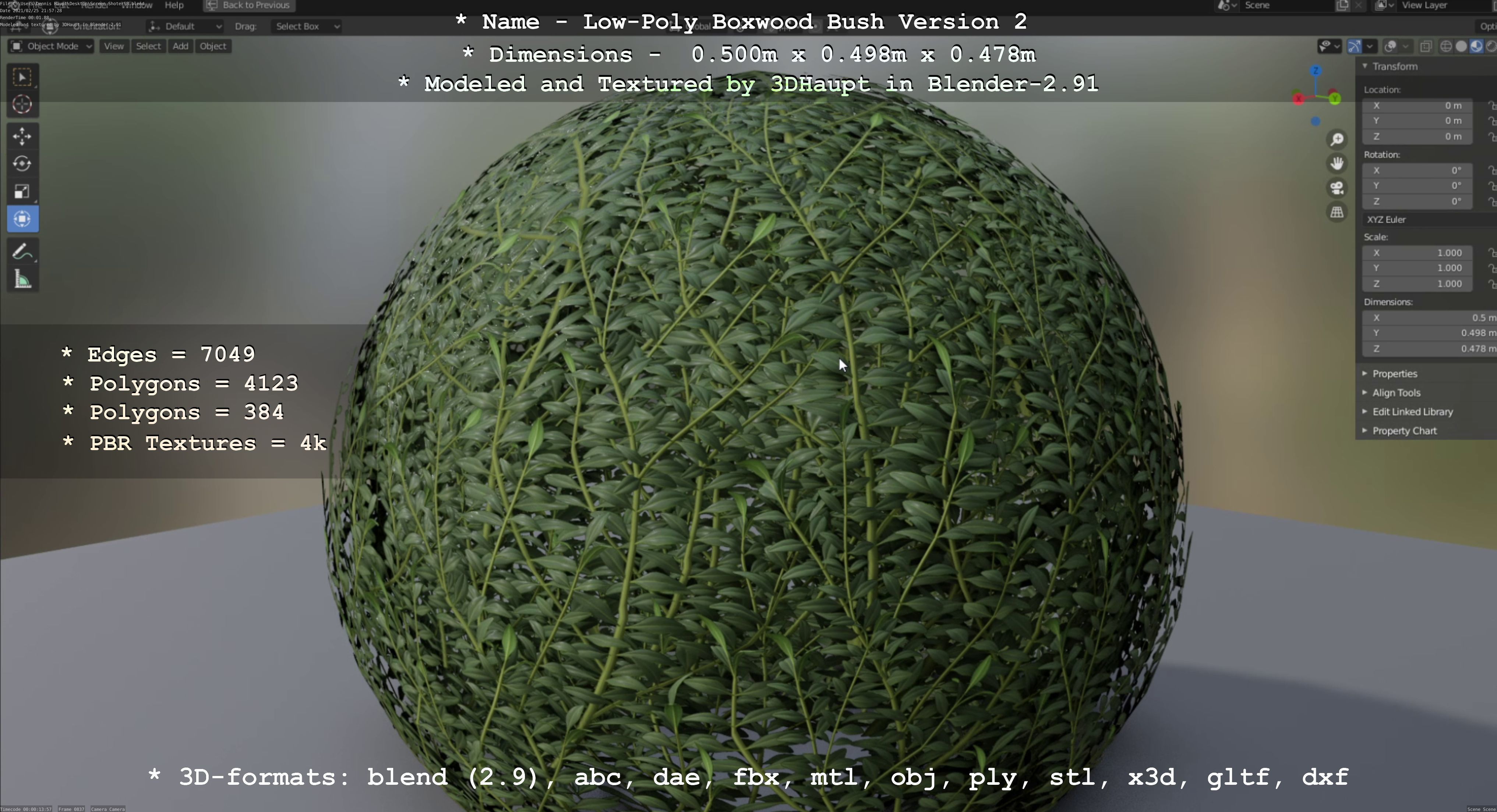 Low-Poly Boxwood Bush Version 2 Low-poly 3D model_79