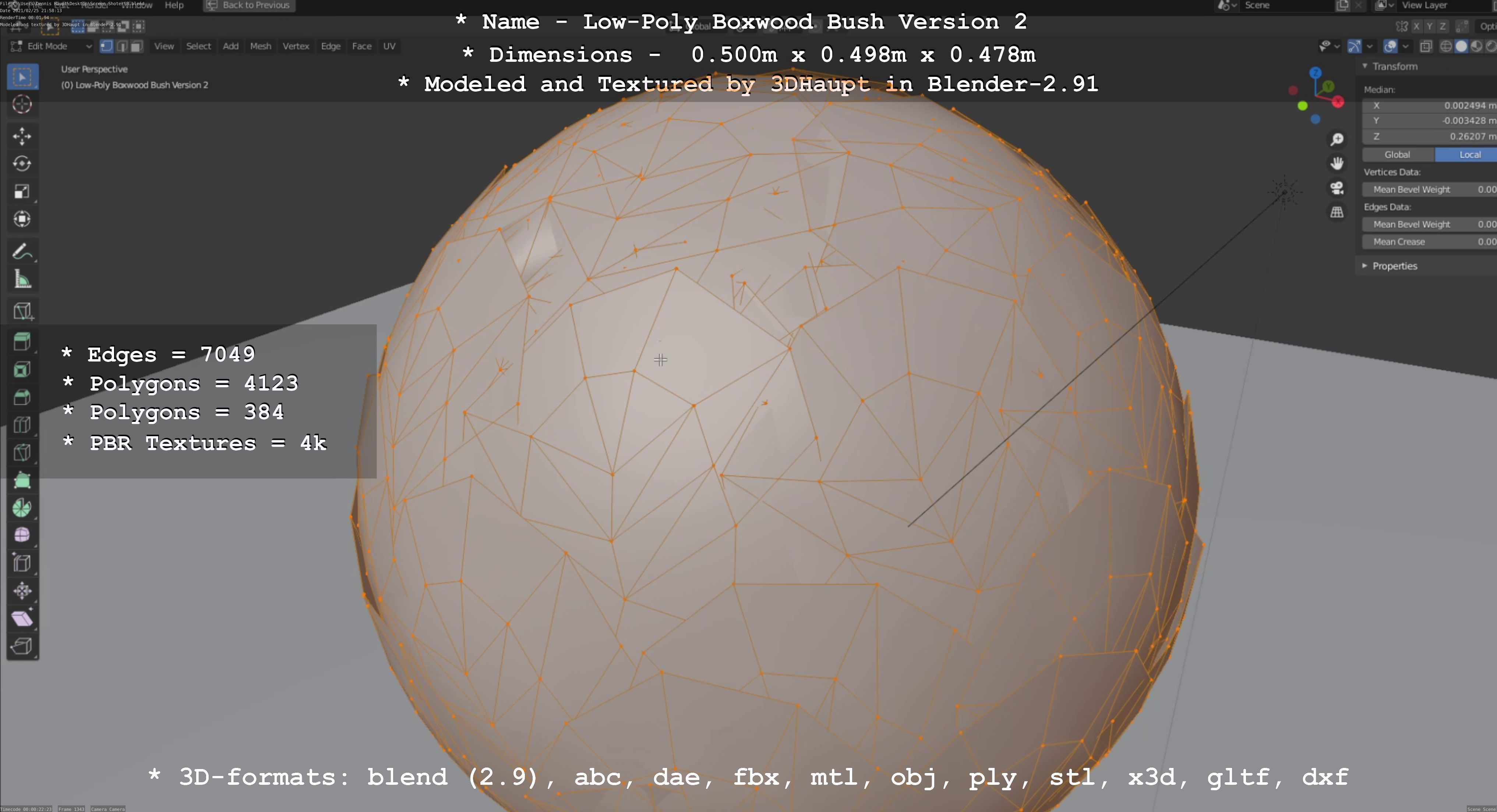 Low-Poly Boxwood Bush Version 2 Low-poly 3D model_91