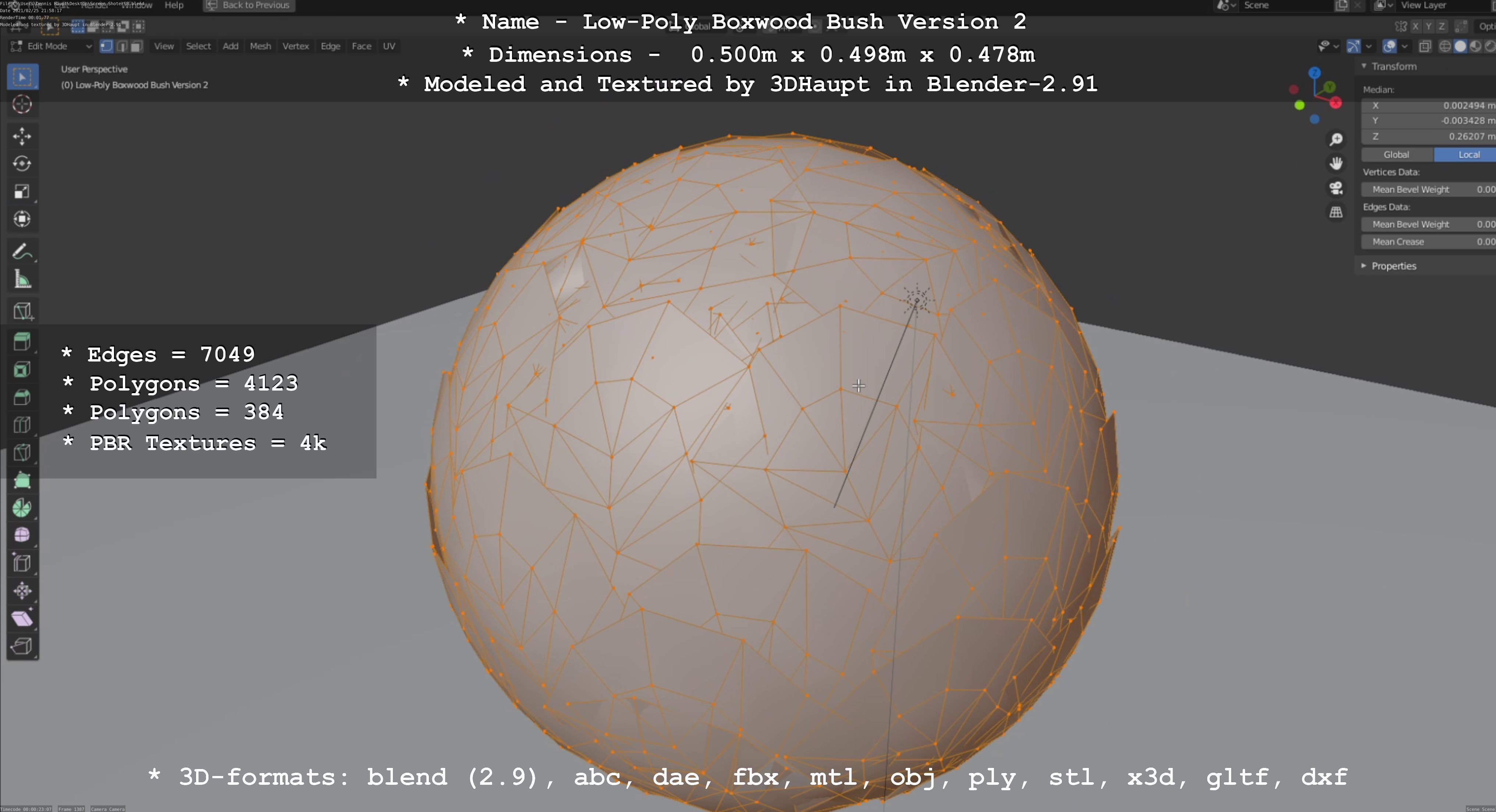Low-Poly Boxwood Bush Version 2 Low-poly 3D model_92