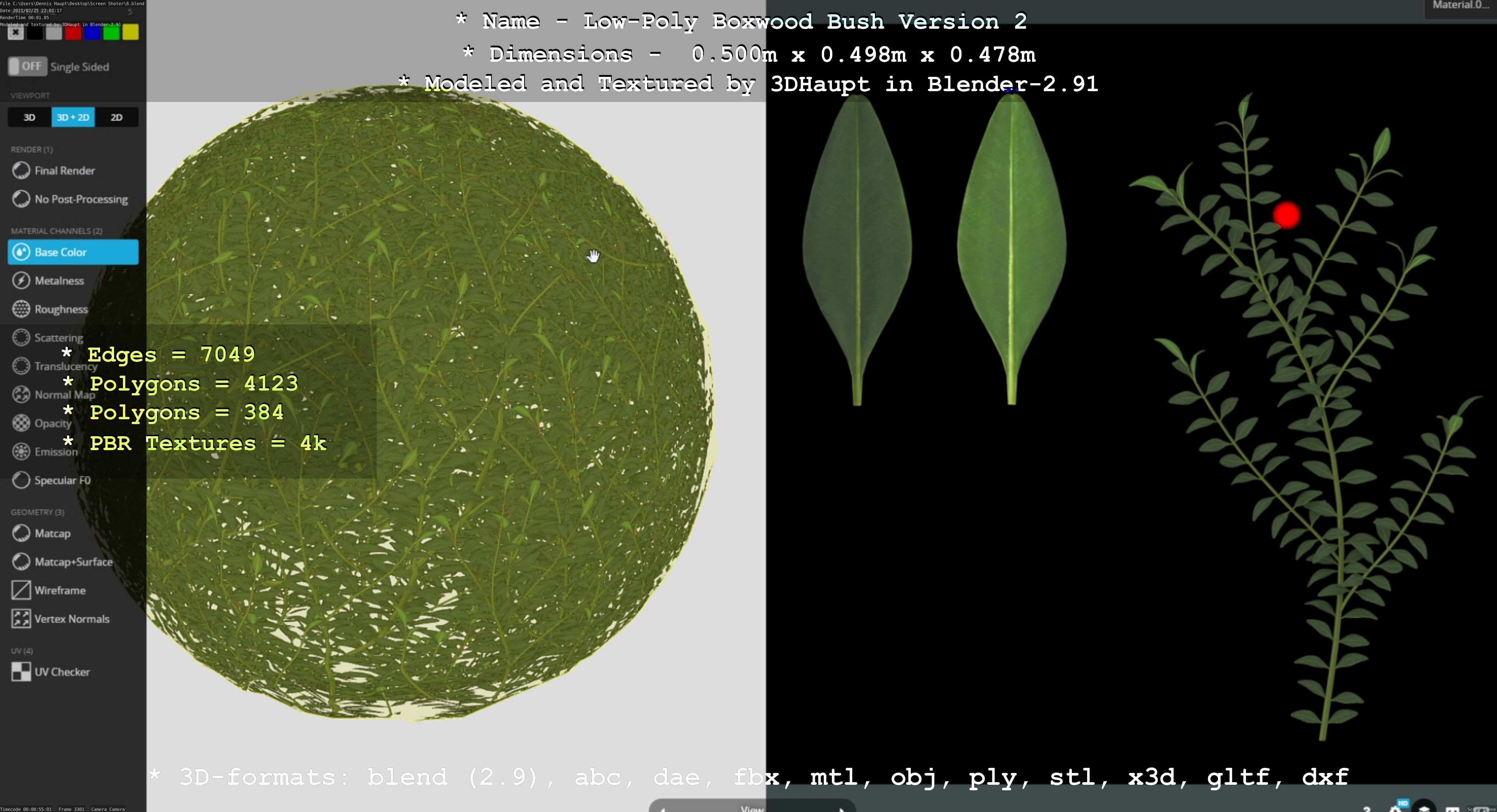 Low-Poly Boxwood Bush Version 2 Low-poly 3D model_16