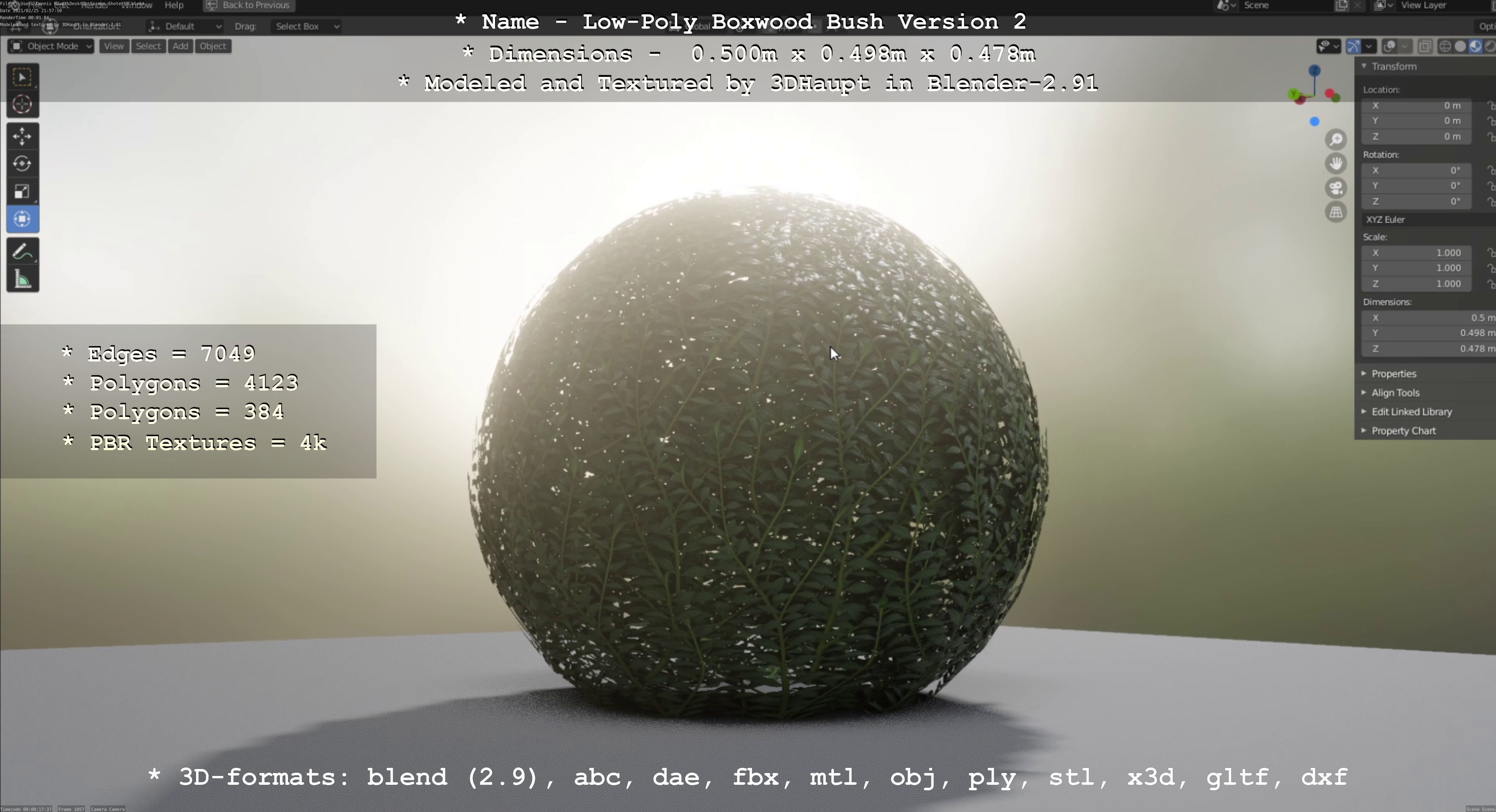 Low-Poly Boxwood Bush Version 2 Low-poly 3D model_29