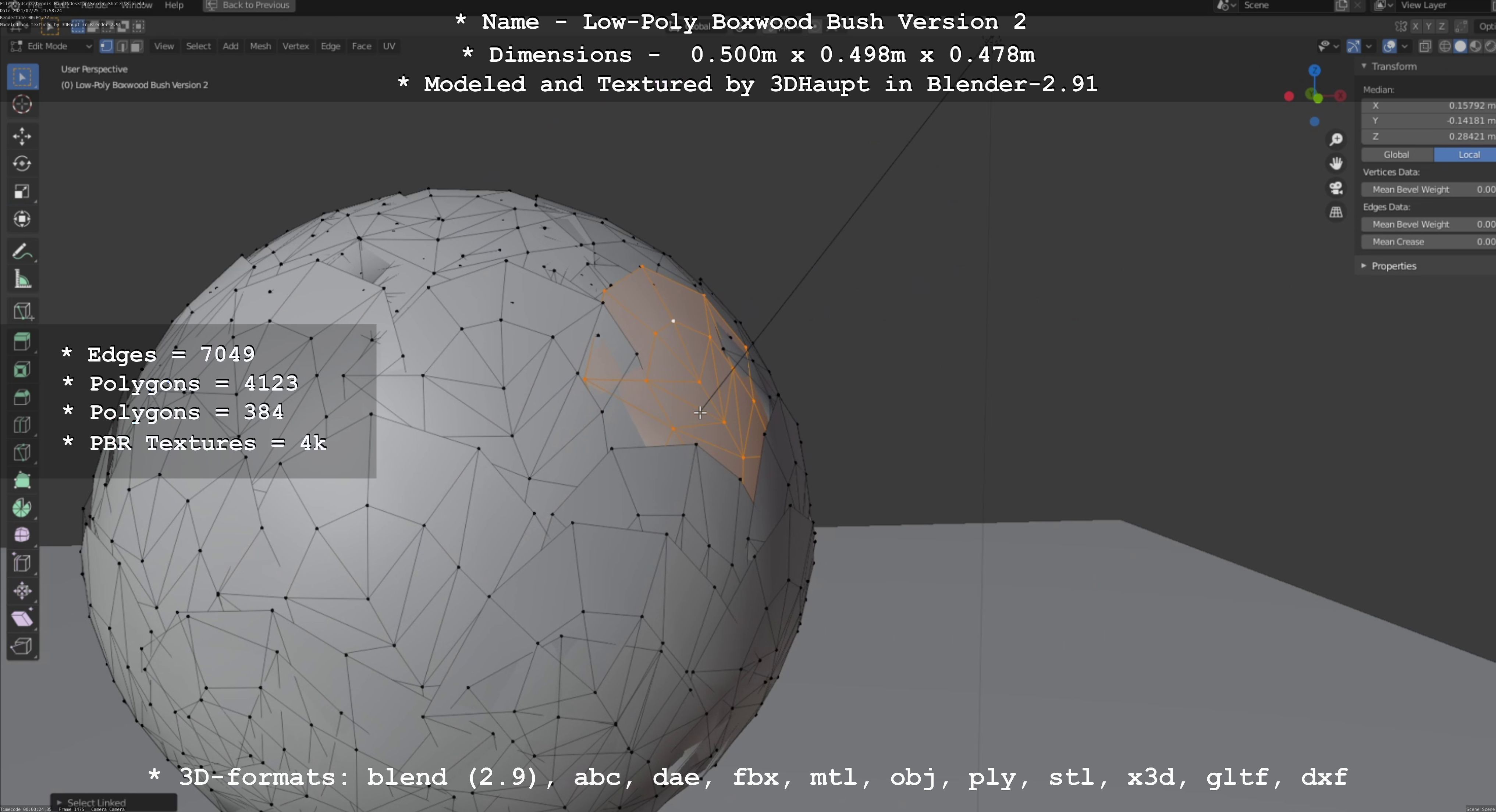 Low-Poly Boxwood Bush Version 2 Low-poly 3D model_94