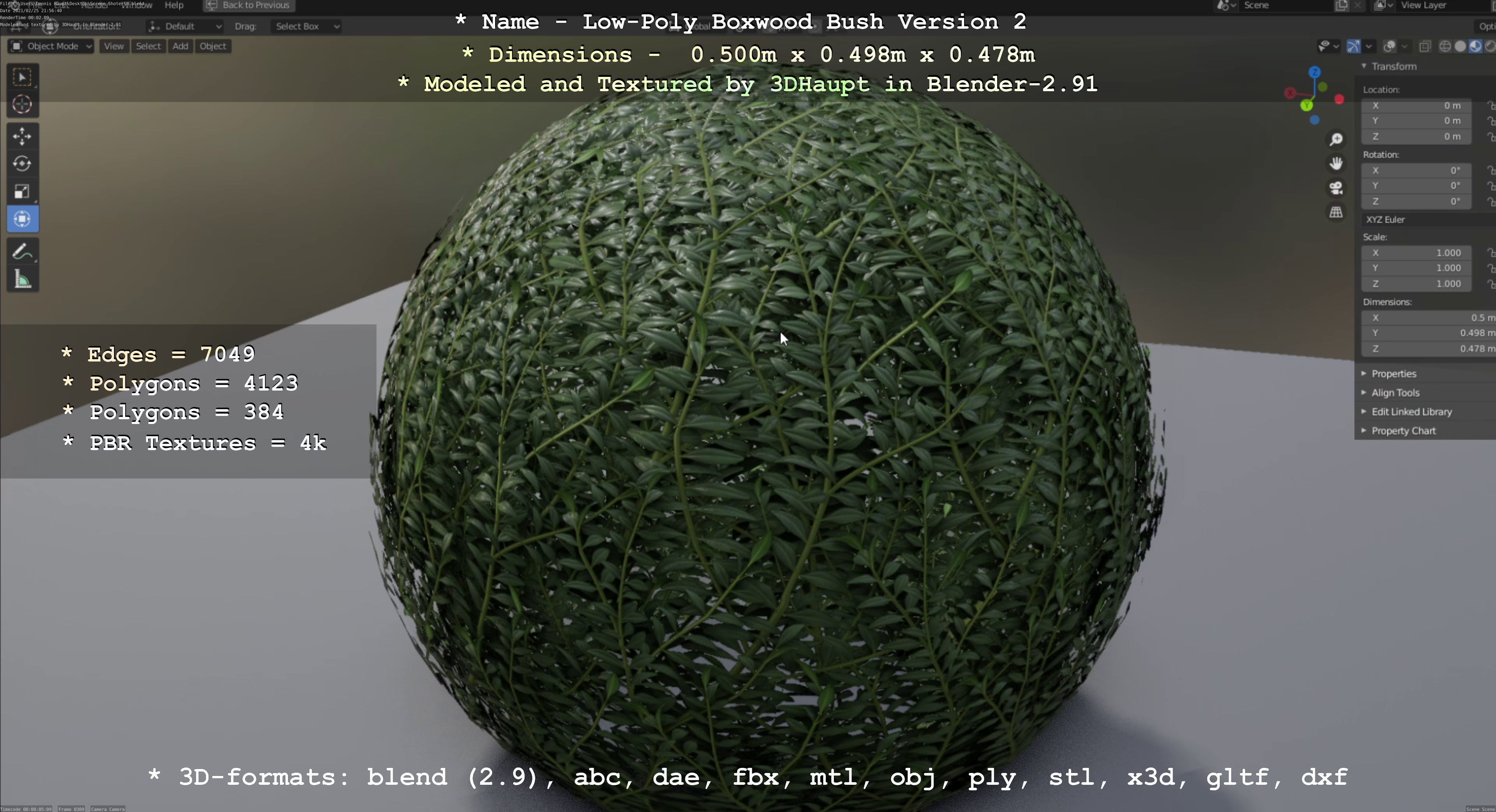 Low-Poly Boxwood Bush Version 2 Low-poly 3D model_23