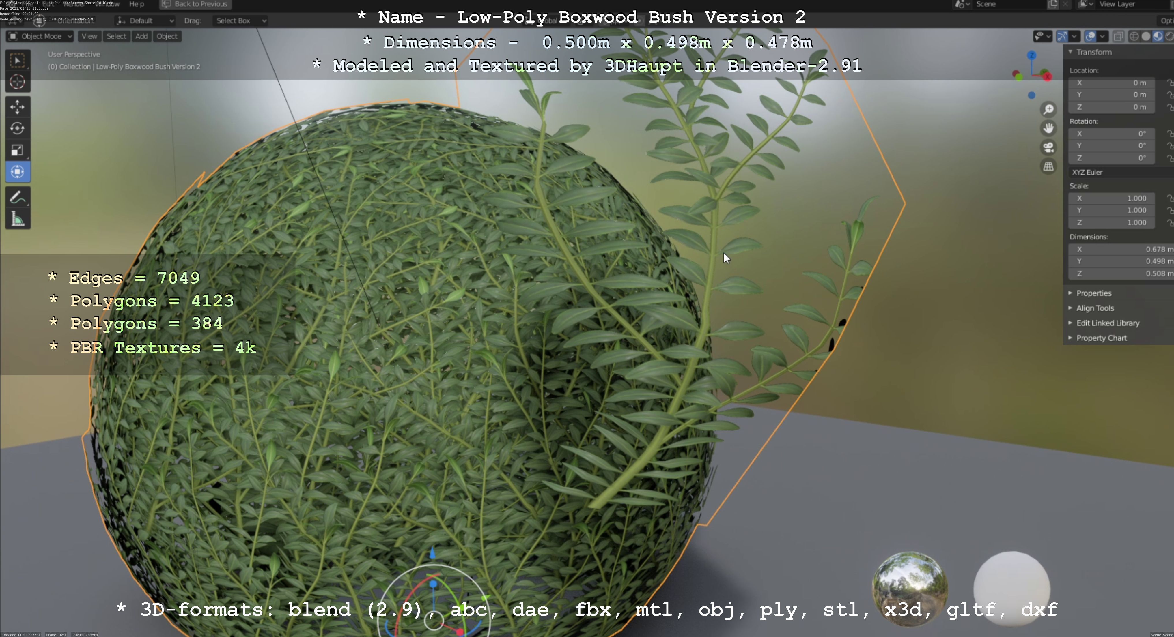 Low-Poly Boxwood Bush Version 2 Low-poly 3D model_31